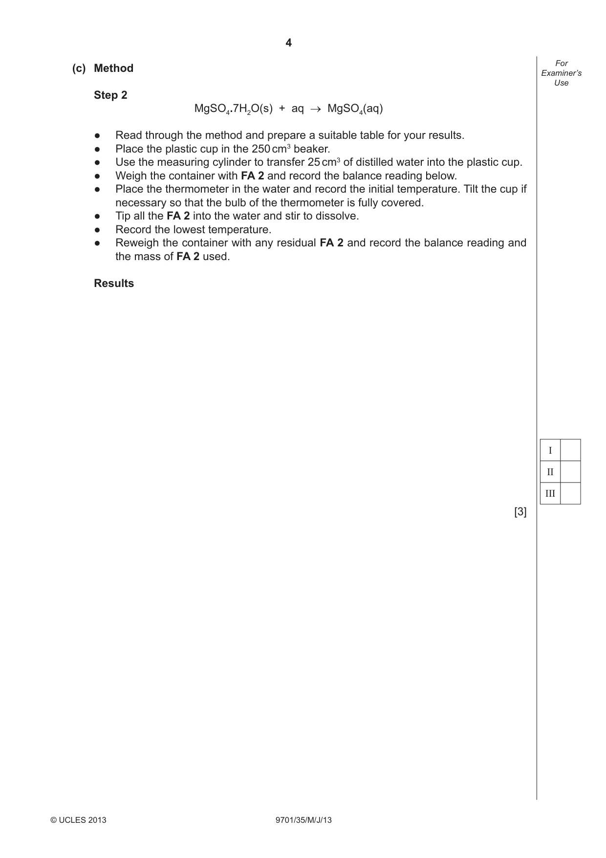 Cambridge A Level Chemistry 9701 2013 May/June Paper 3 · Variant 5 question paper, page 4 of 12