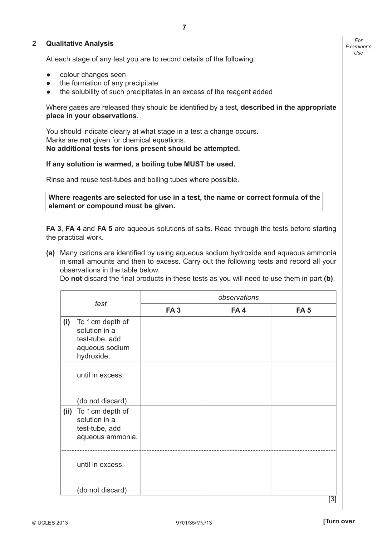 Cambridge A Level Chemistry 9701 2013 May/June Paper 3 · Variant 5 question paper, page 7 of 12