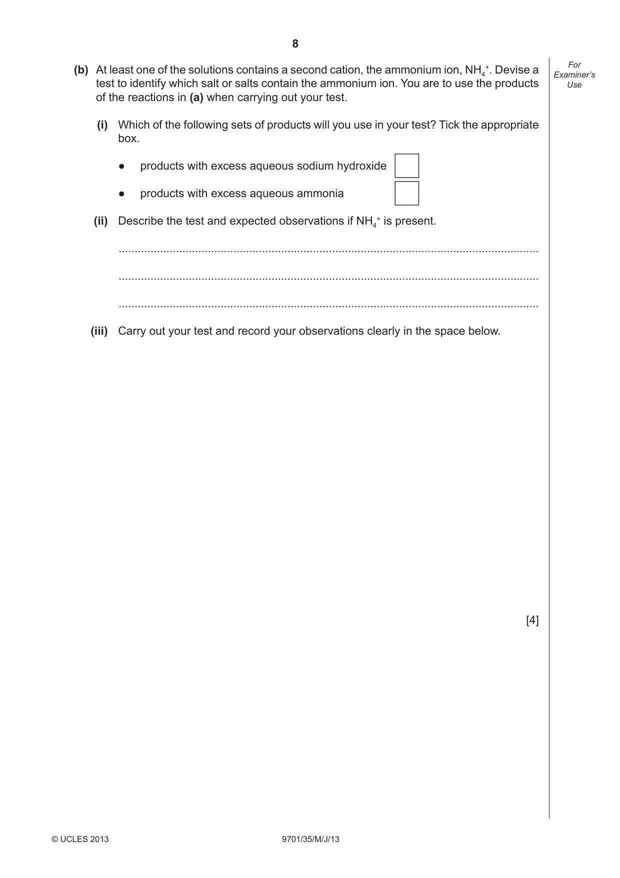 Cambridge A Level Chemistry 9701 2013 May/June Paper 3 · Variant 5 question paper, page 8 of 12