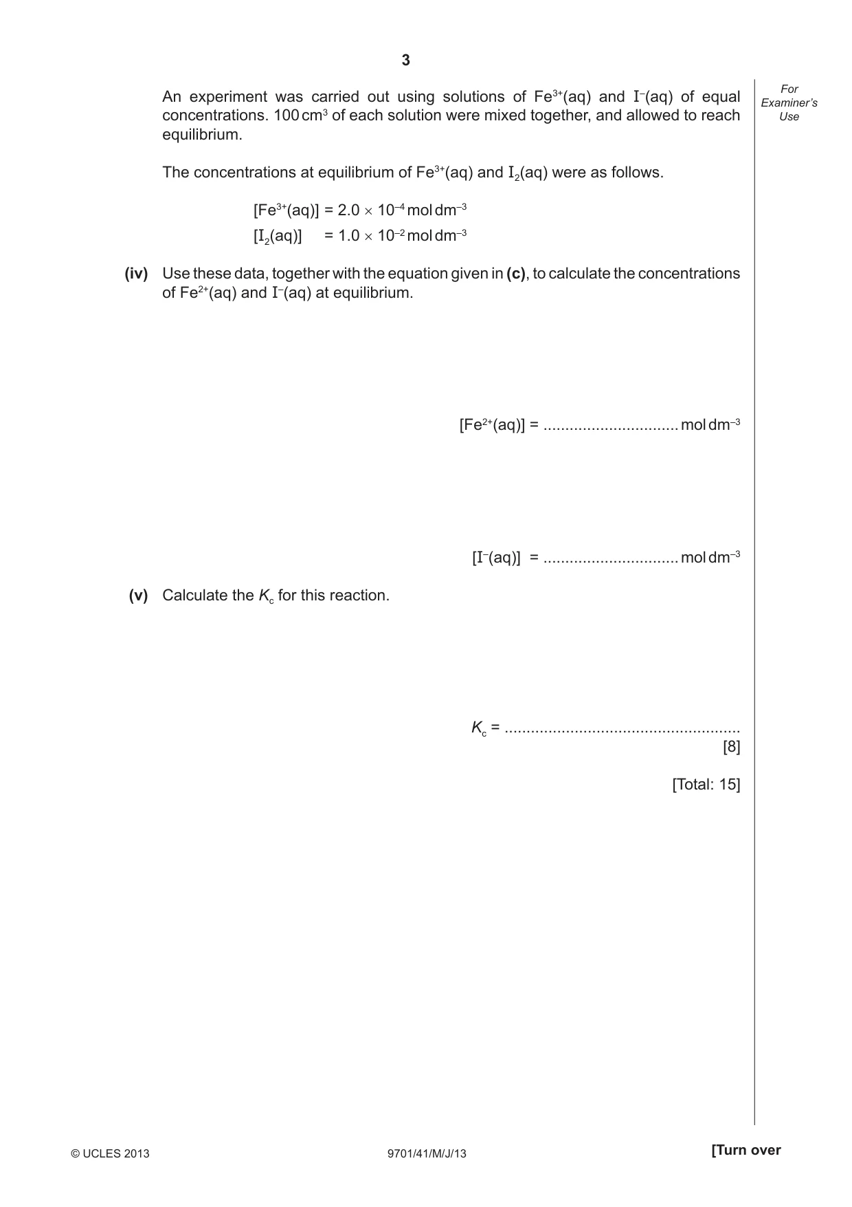 Cambridge A Level Chemistry 9701 2013 May/June Paper 4 · Variant 1 question paper, page 3 of 16