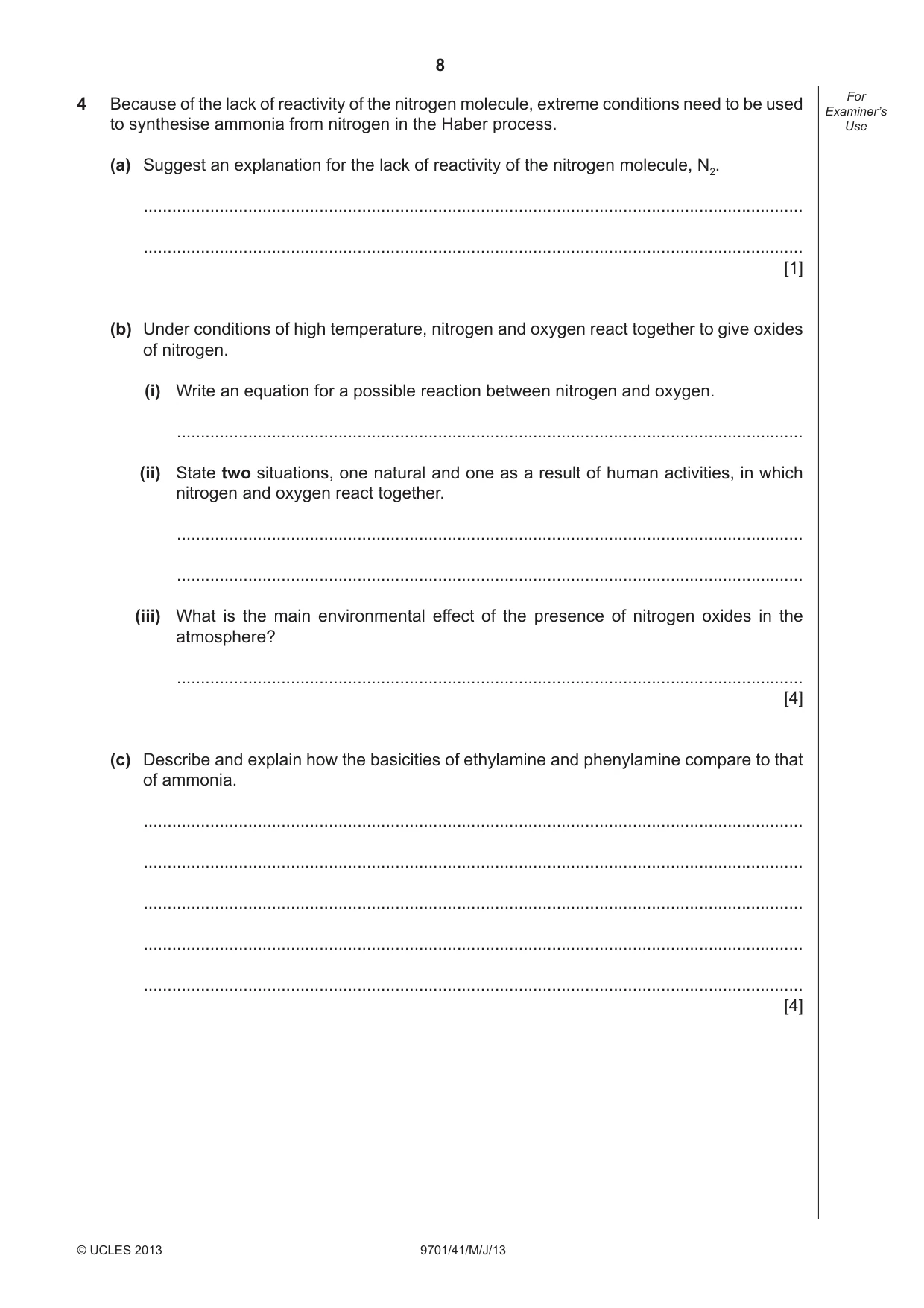 Cambridge A Level Chemistry 9701 2013 May/June Paper 4 · Variant 1 question paper, page 8 of 16