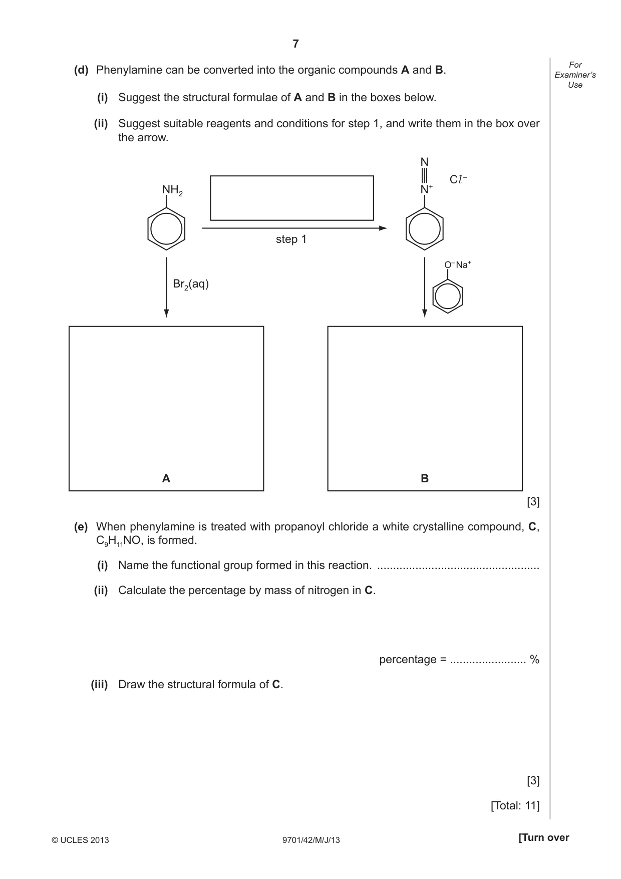 Cambridge A Level Chemistry 9701 2013 May/June Paper 4 · Variant 2 question paper, page 7 of 20