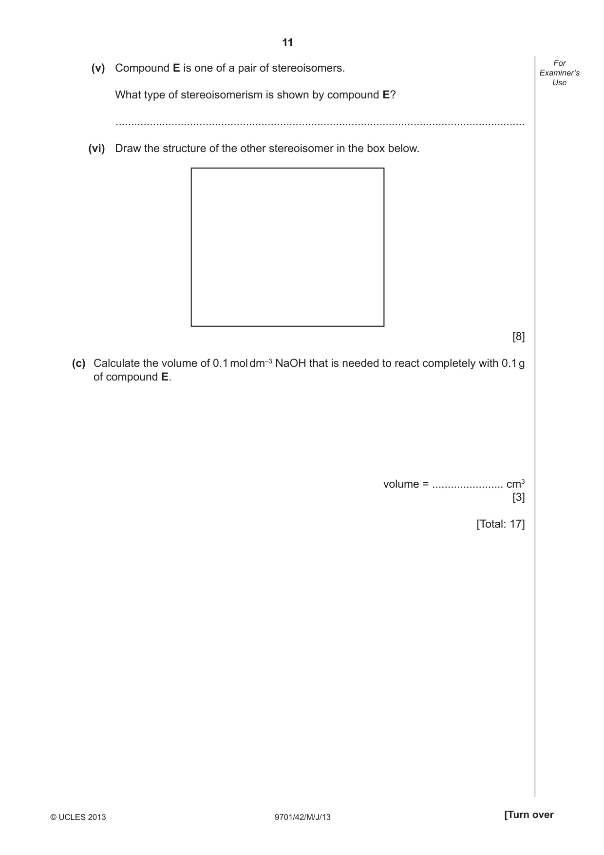 Cambridge A Level Chemistry 9701 2013 May/June Paper 4 · Variant 2 question paper, page 11 of 20