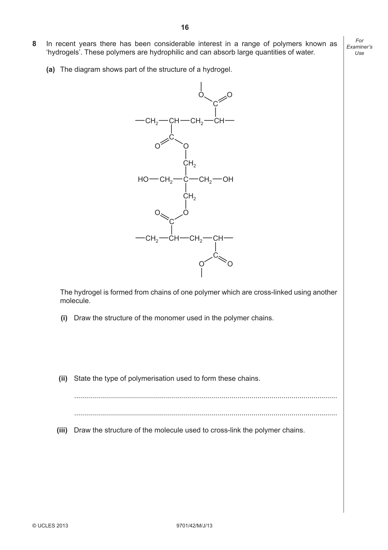 Cambridge A Level Chemistry 9701 2013 May/June Paper 4 · Variant 2 question paper, page 16 of 20