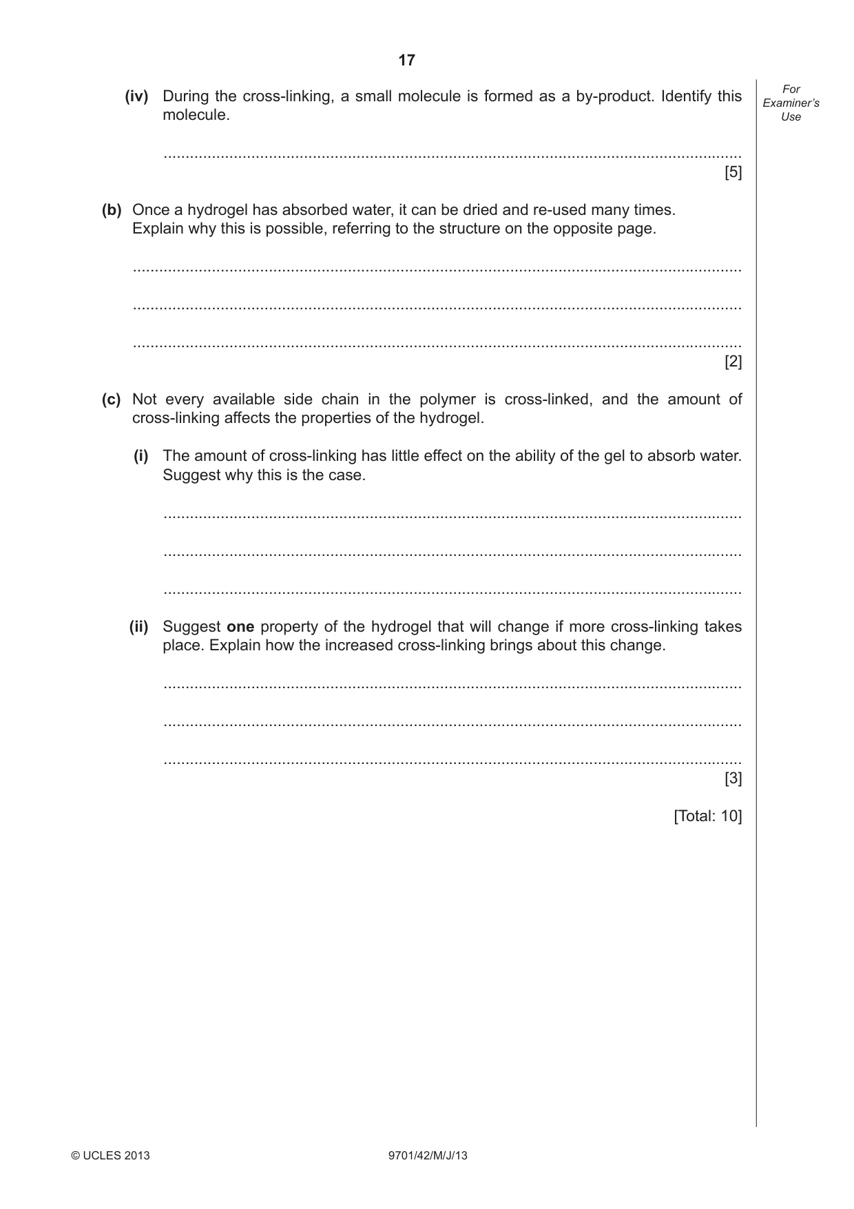 Cambridge A Level Chemistry 9701 2013 May/June Paper 4 · Variant 2 question paper, page 17 of 20