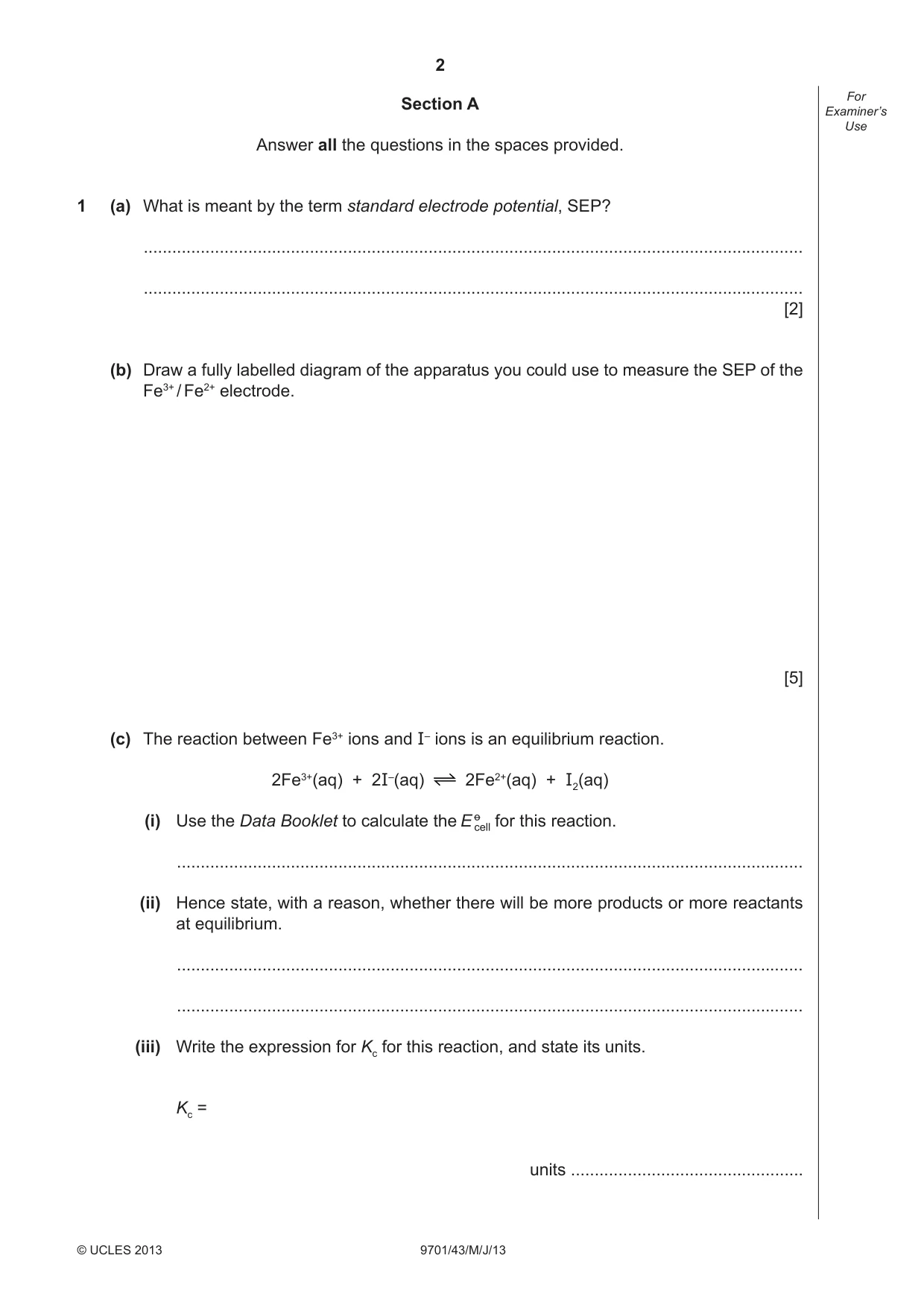 Cambridge A Level Chemistry 9701 2013 May/June Paper 4 · Variant 3 question paper, page 2 of 16