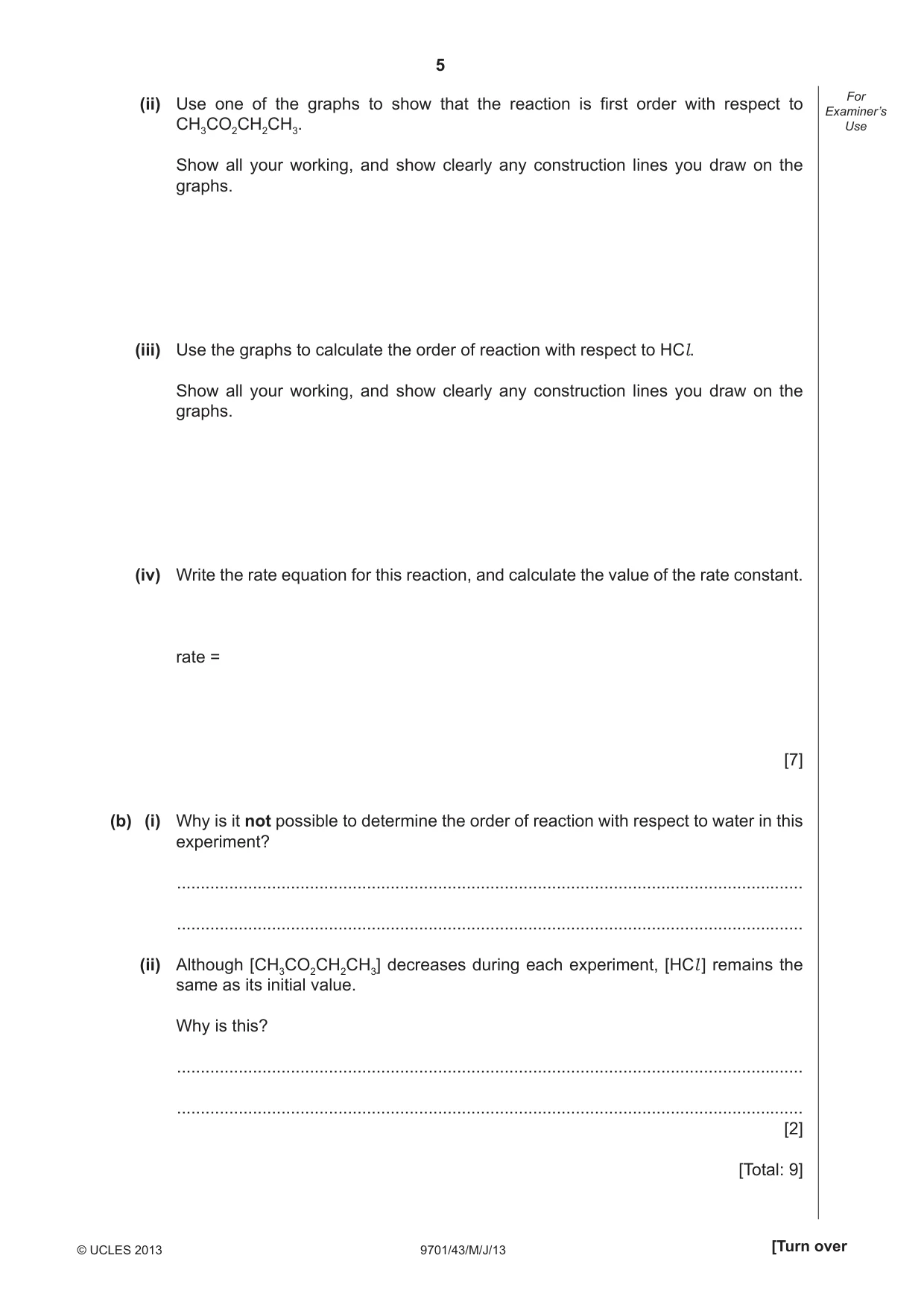 Cambridge A Level Chemistry 9701 2013 May/June Paper 4 · Variant 3 question paper, page 5 of 16