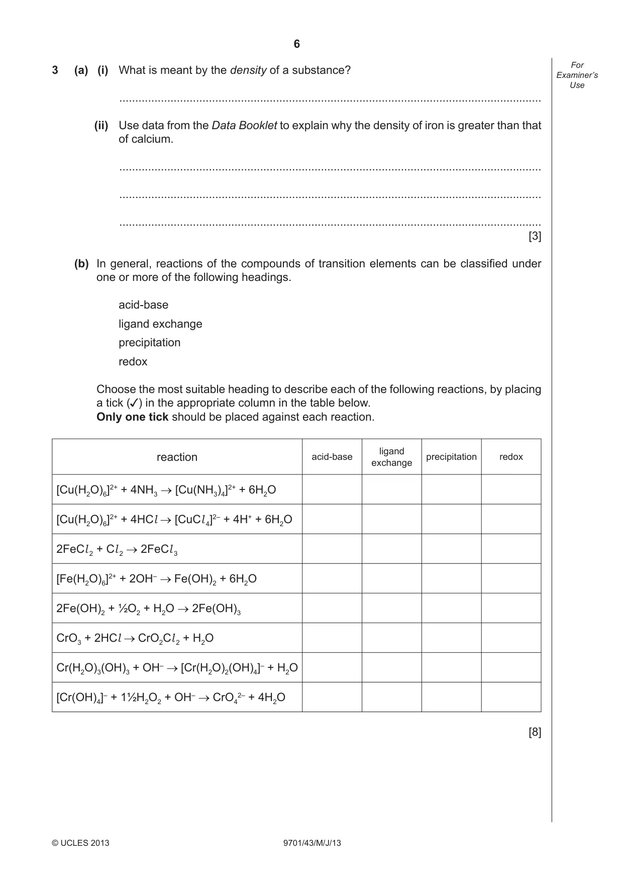 Cambridge A Level Chemistry 9701 2013 May/June Paper 4 · Variant 3 question paper, page 6 of 16