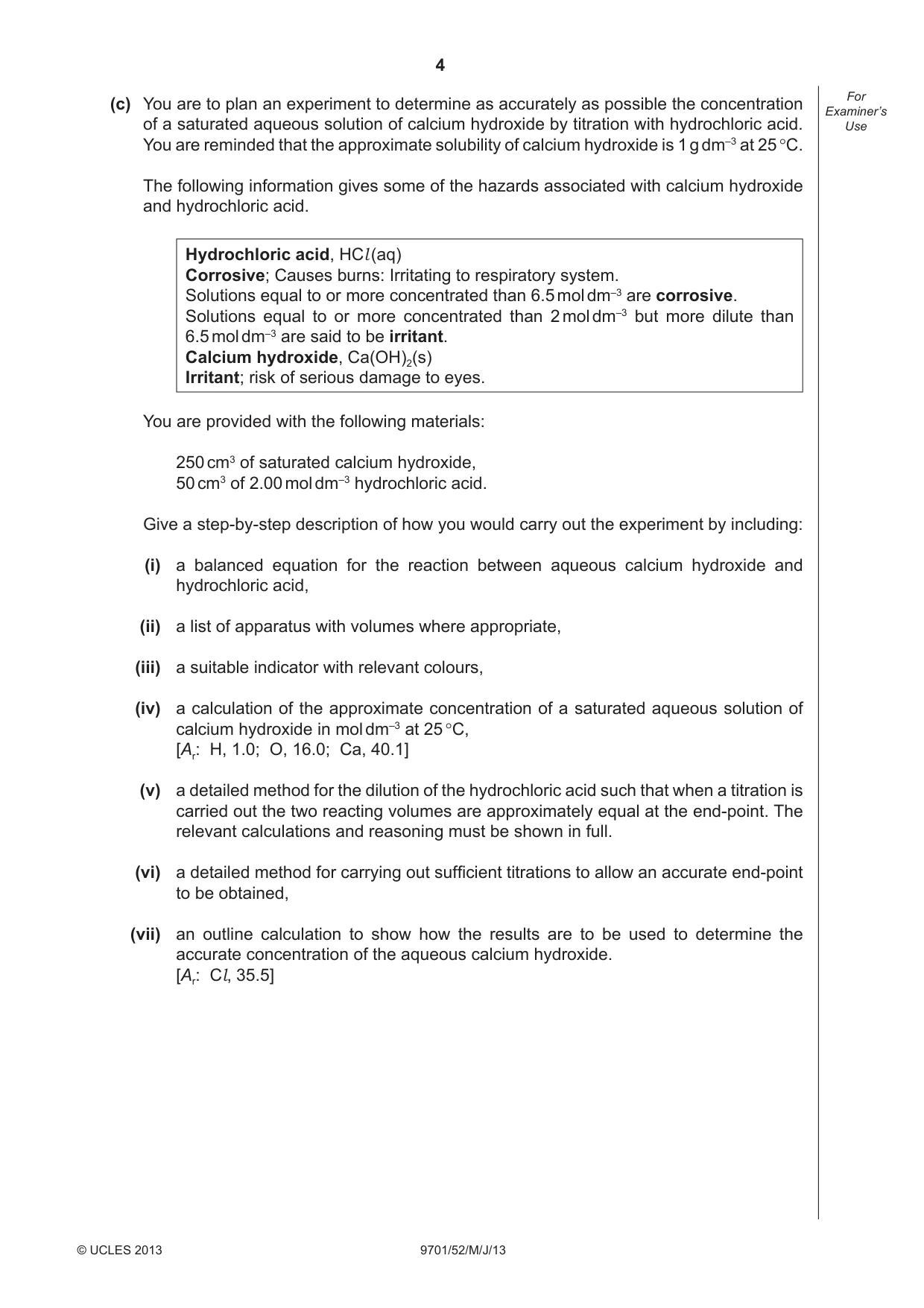 Cambridge A Level Chemistry 9701 2013 May/June Paper 5 · Variant 2 question paper, page 4 of 12