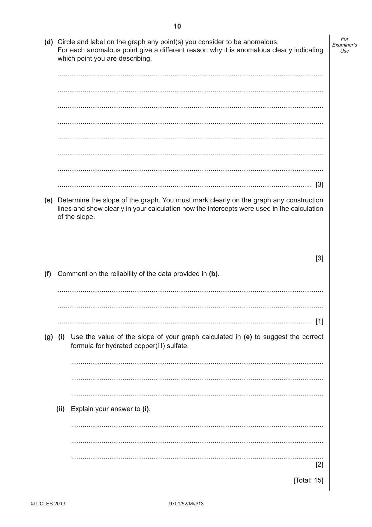Cambridge A Level Chemistry 9701 2013 May/June Paper 5 · Variant 2 question paper, page 10 of 12