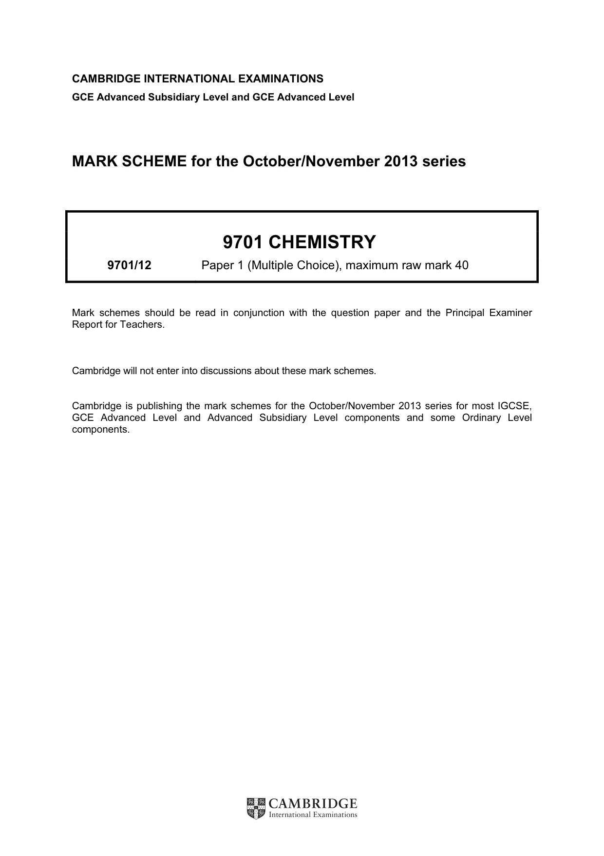 Mark scheme, page 1 of 2