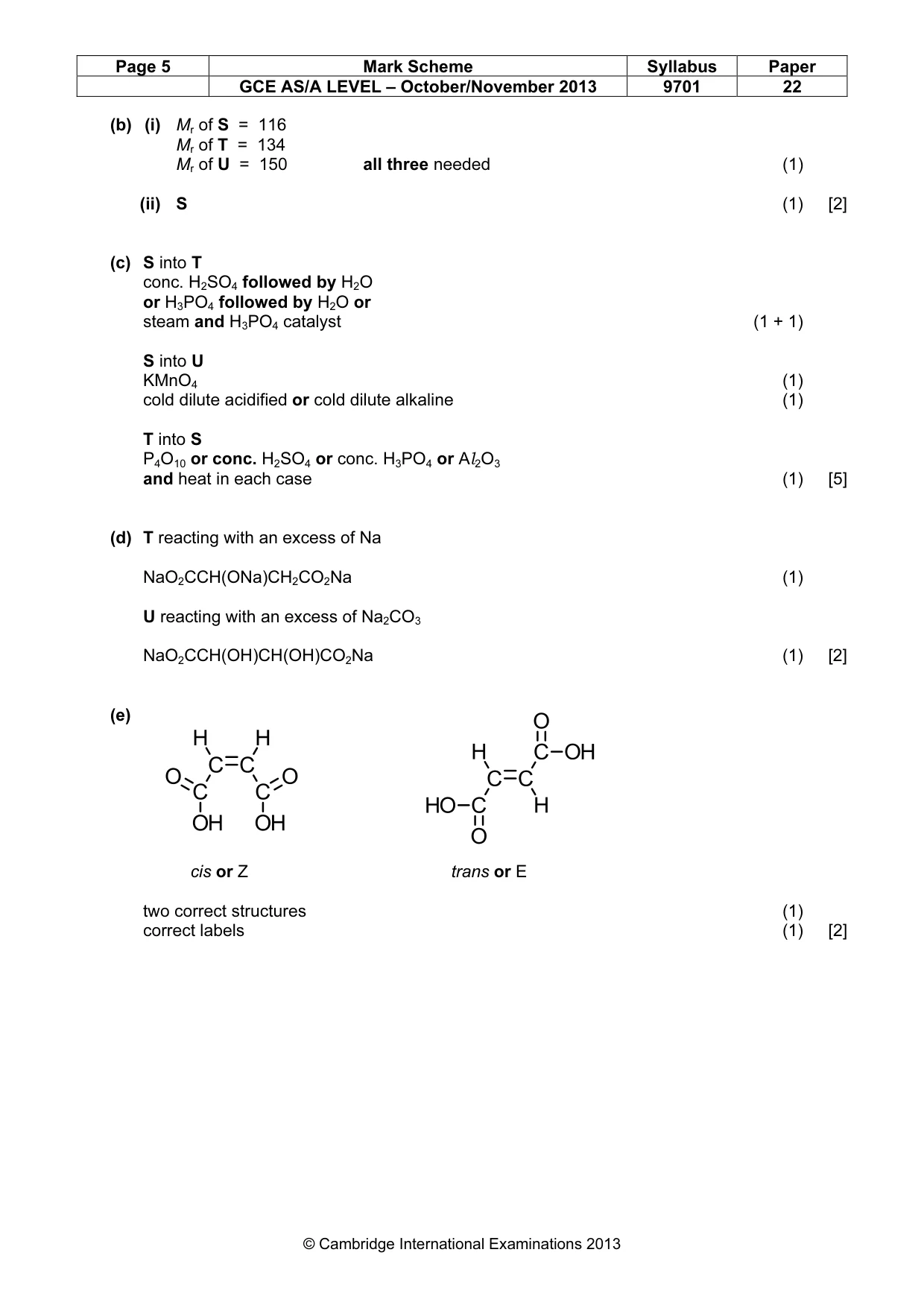 Mark scheme, page 5 of 7