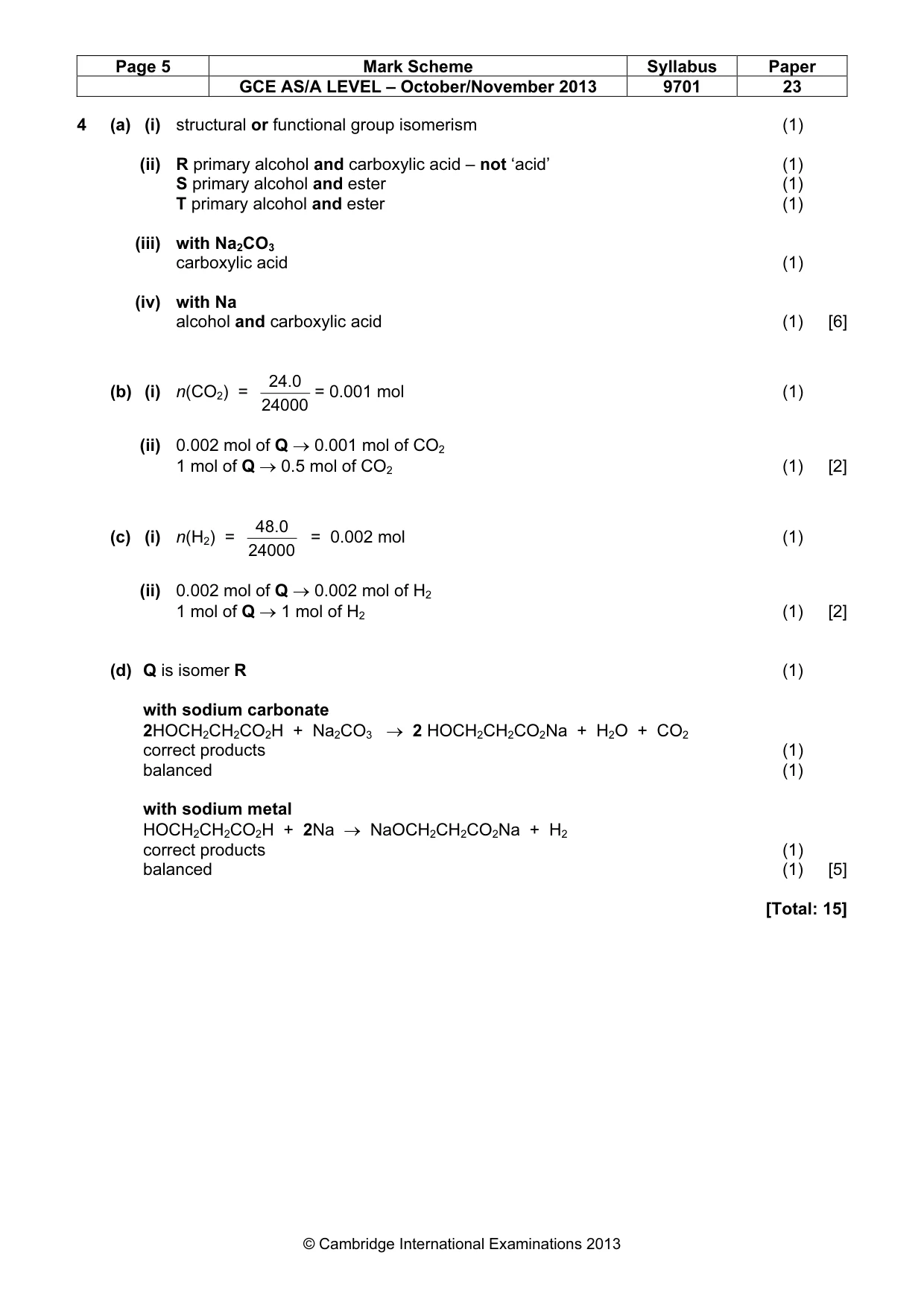 Mark scheme, page 5 of 6