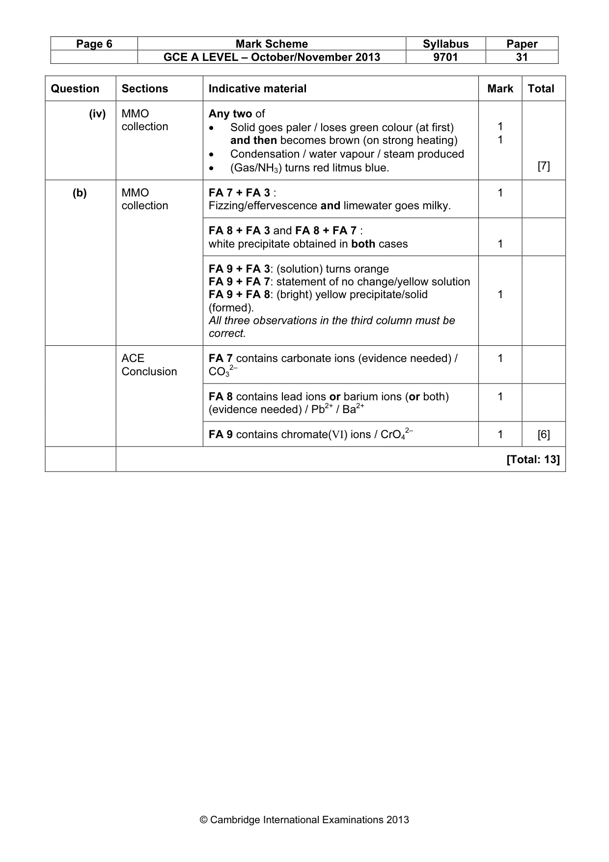 Mark scheme, page 6 of 6
