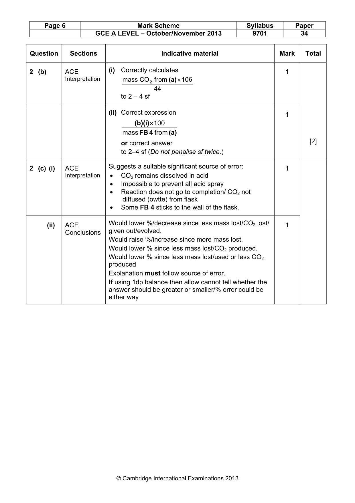 Mark scheme, page 6 of 9