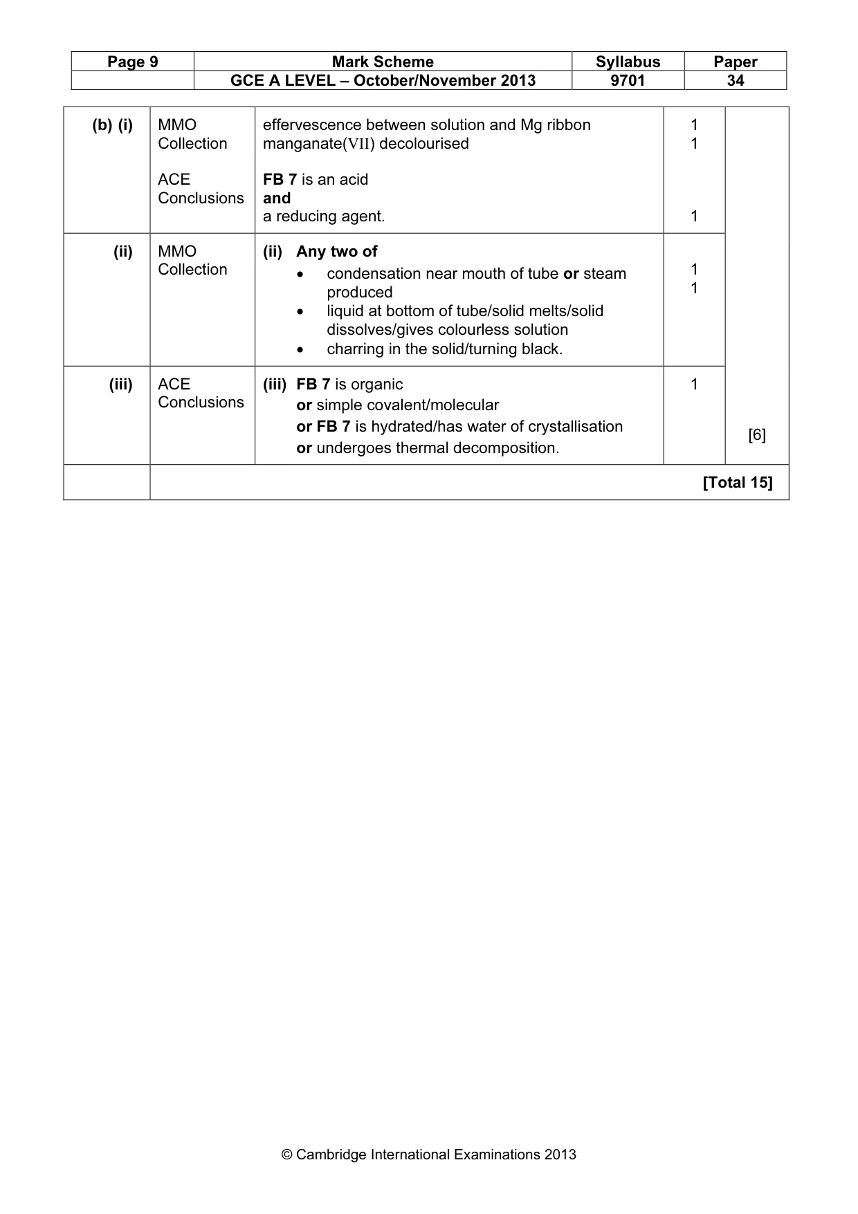 Mark scheme, page 9 of 9