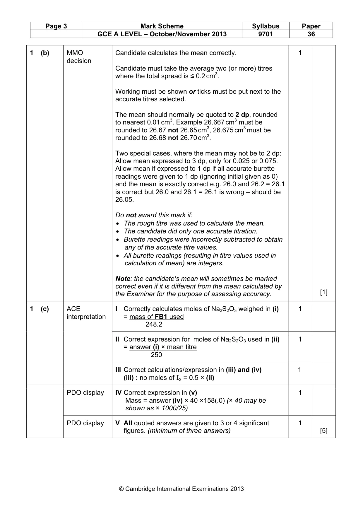Mark scheme, page 3 of 6
