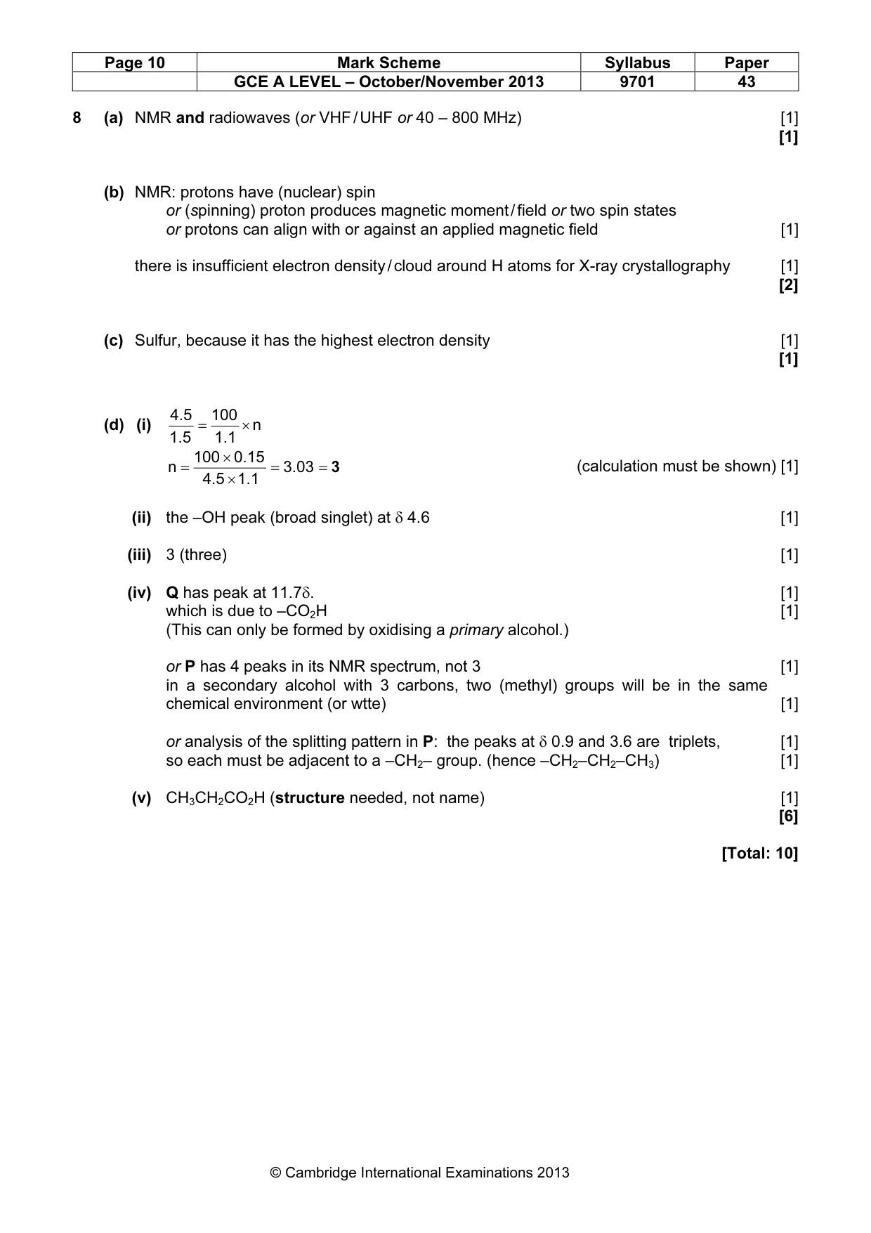 Mark scheme, page 10 of 11
