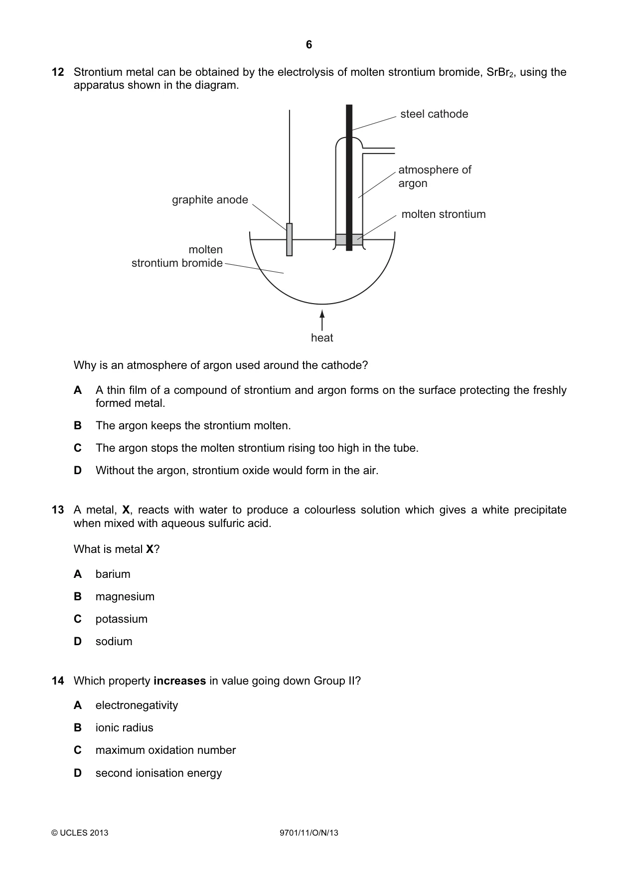 Cambridge A Level Chemistry 9701 2013 Oct/Nov Paper 1 · Variant 1 question paper, page 6 of 16