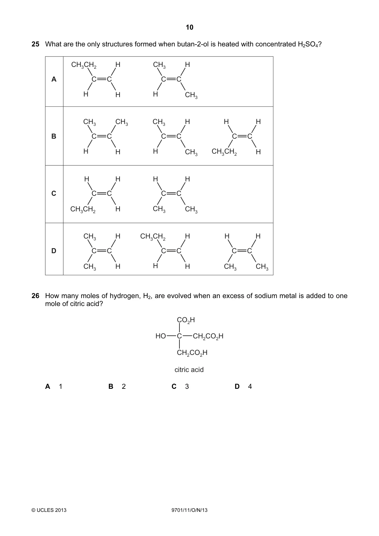 Cambridge A Level Chemistry 9701 2013 Oct/Nov Paper 1 · Variant 1 question paper, page 10 of 16