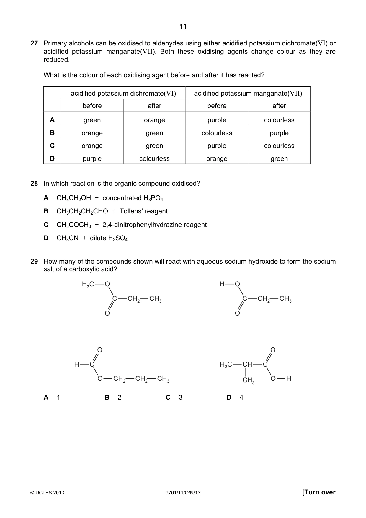 Cambridge A Level Chemistry 9701 2013 Oct/Nov Paper 1 · Variant 1 question paper, page 11 of 16