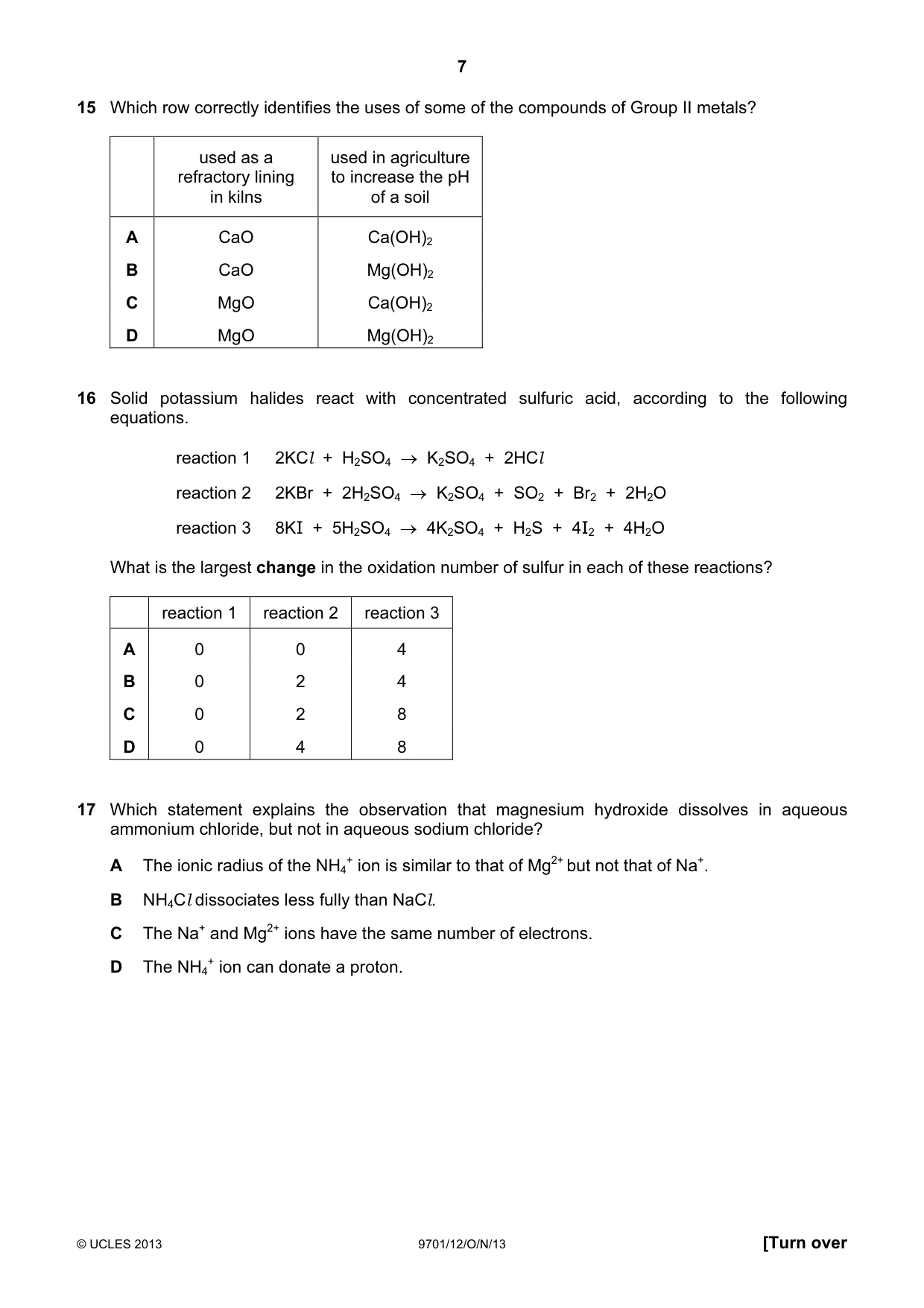 Cambridge A Level Chemistry 9701 2013 Oct/Nov Paper 1 · Variant 2 question paper, page 7 of 16