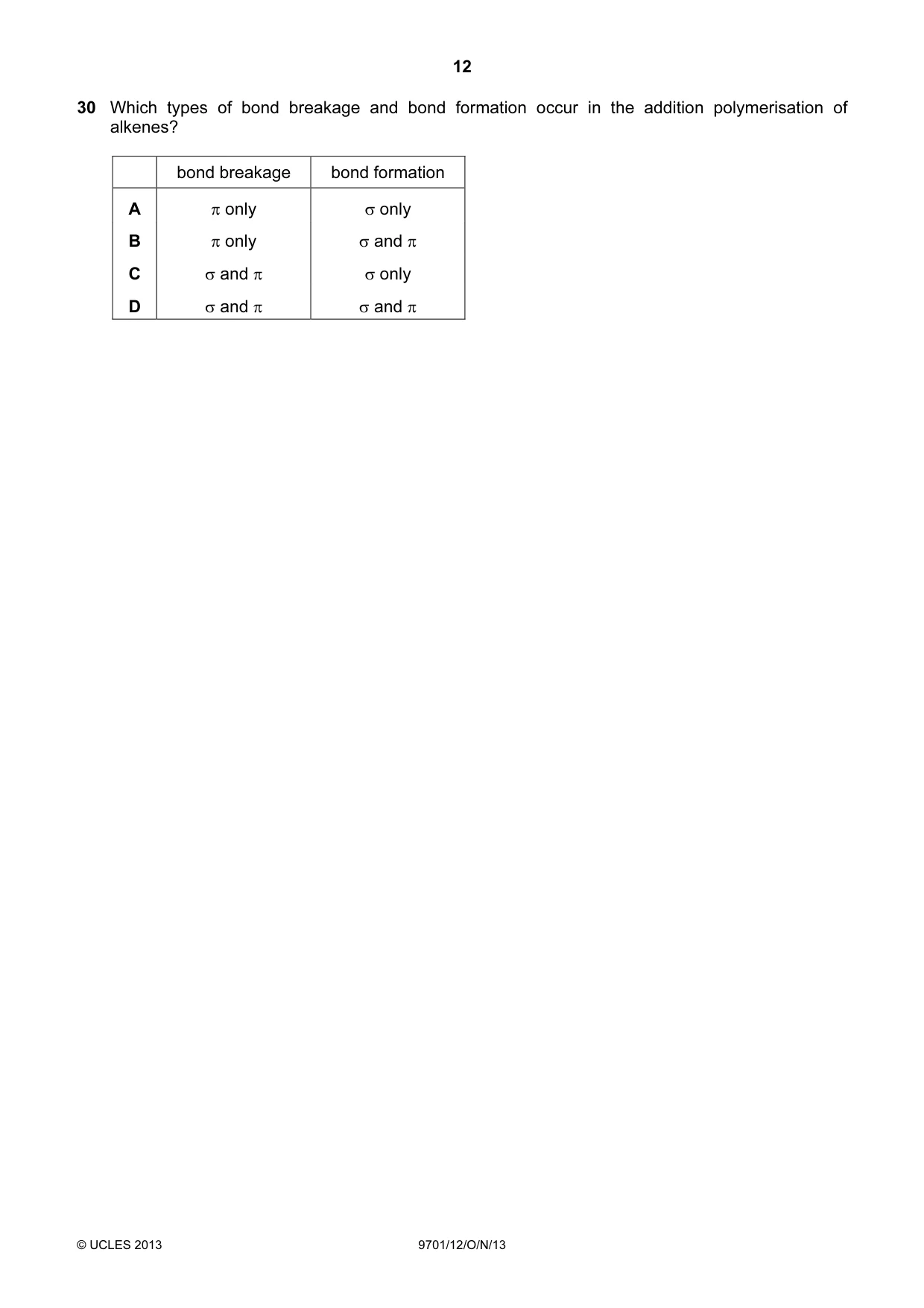 Cambridge A Level Chemistry 9701 2013 Oct/Nov Paper 1 · Variant 2 question paper, page 12 of 16