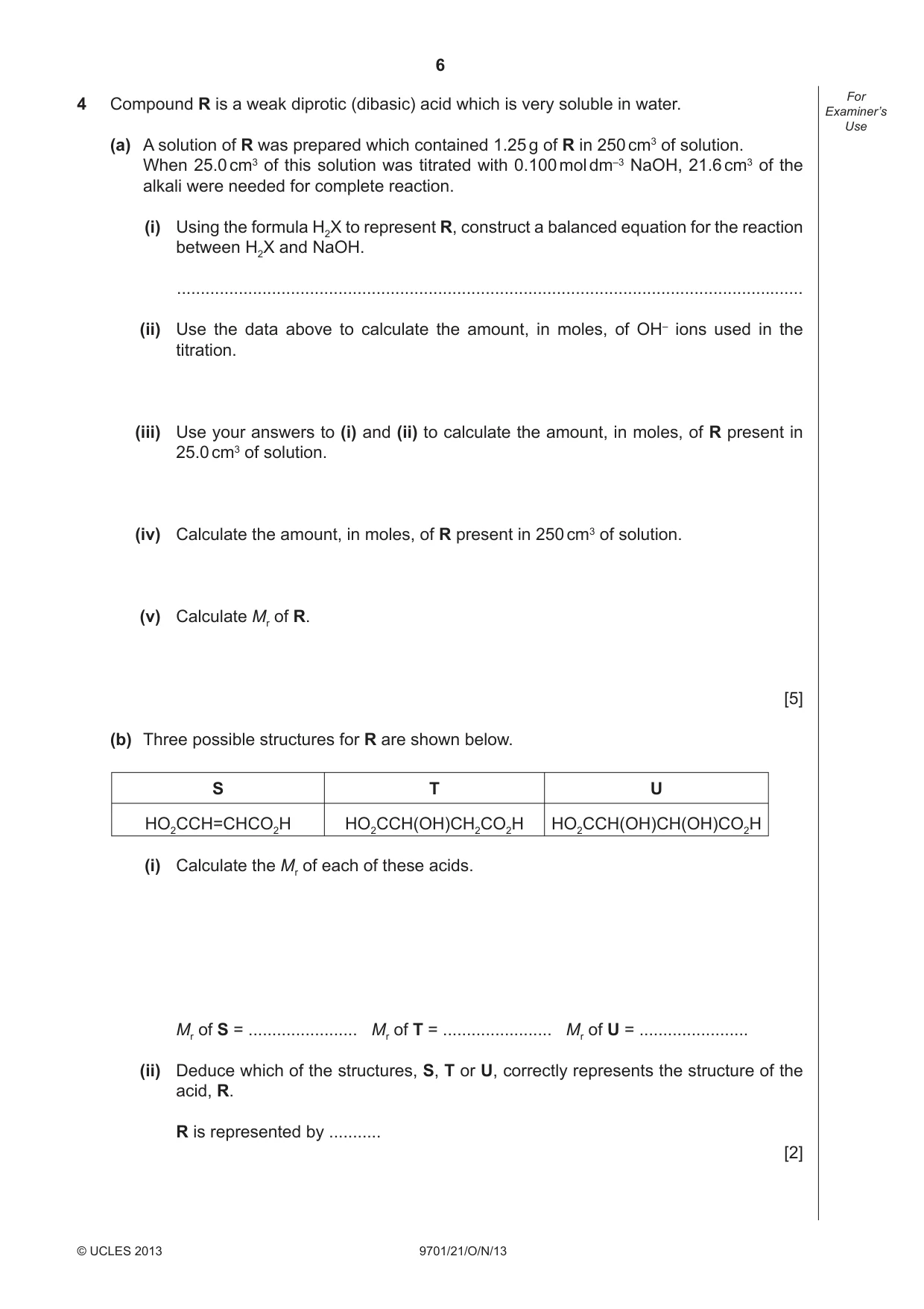 Cambridge A Level Chemistry 9701 2013 Oct/Nov Paper 2 · Variant 1 question paper, page 6 of 12