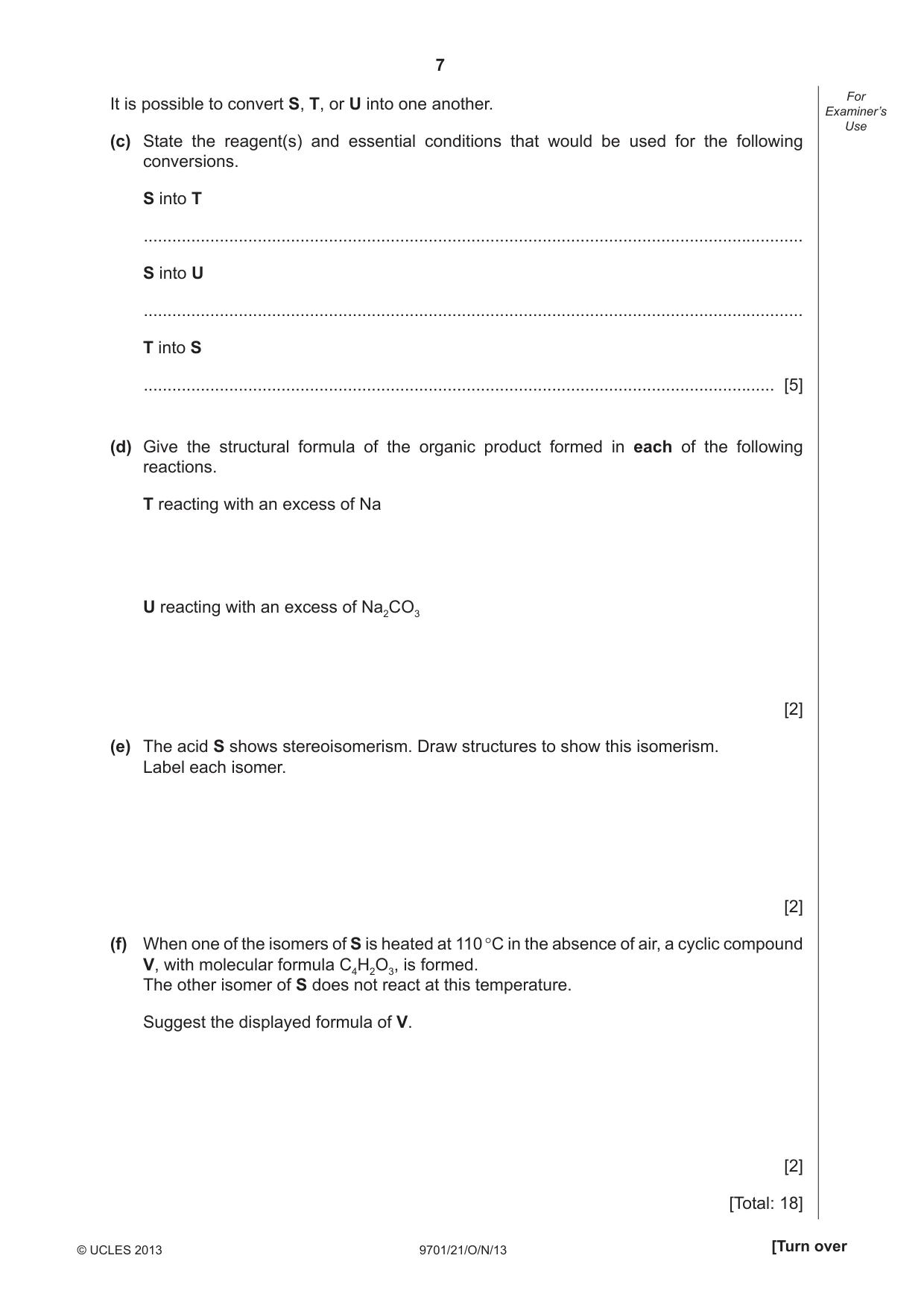 Cambridge A Level Chemistry 9701 2013 Oct/Nov Paper 2 · Variant 1 question paper, page 7 of 12