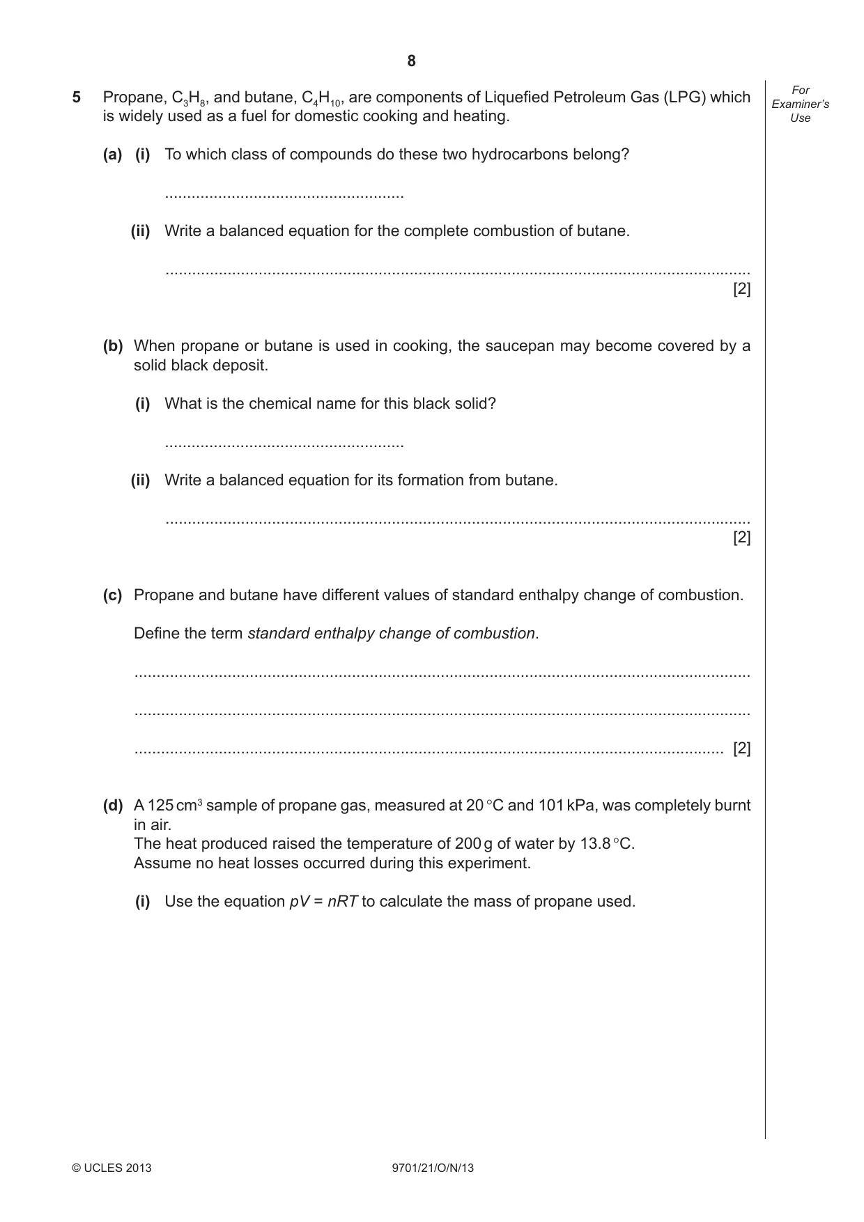 Cambridge A Level Chemistry 9701 2013 Oct/Nov Paper 2 · Variant 1 question paper, page 8 of 12