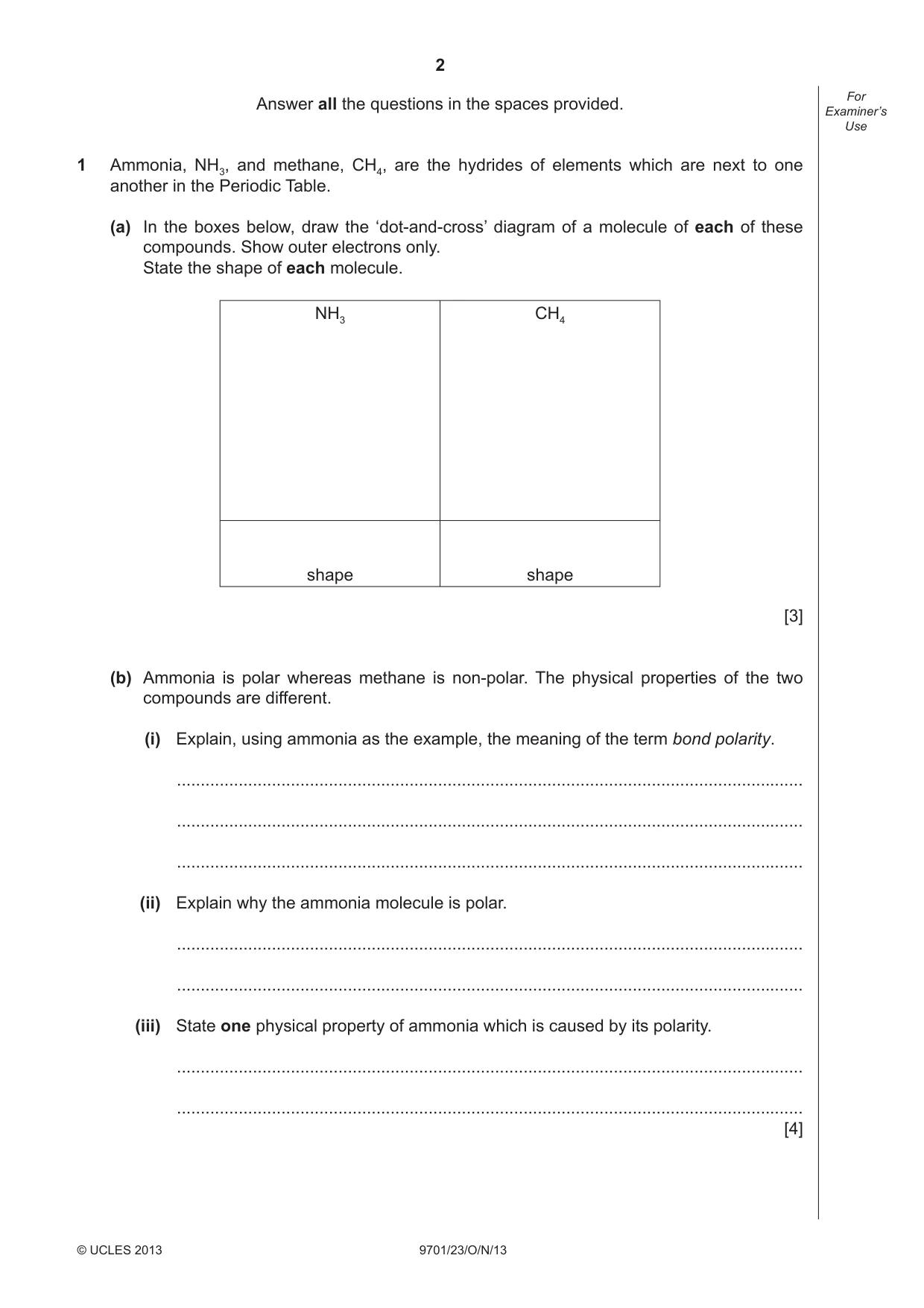 Cambridge A Level Chemistry 9701 2013 Oct/Nov Paper 2 · Variant 3 question paper, page 2 of 12