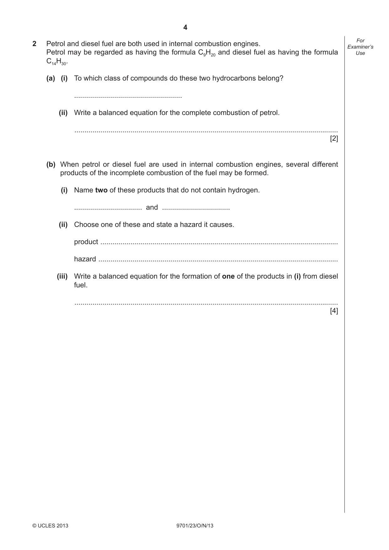 Cambridge A Level Chemistry 9701 2013 Oct/Nov Paper 2 · Variant 3 question paper, page 4 of 12