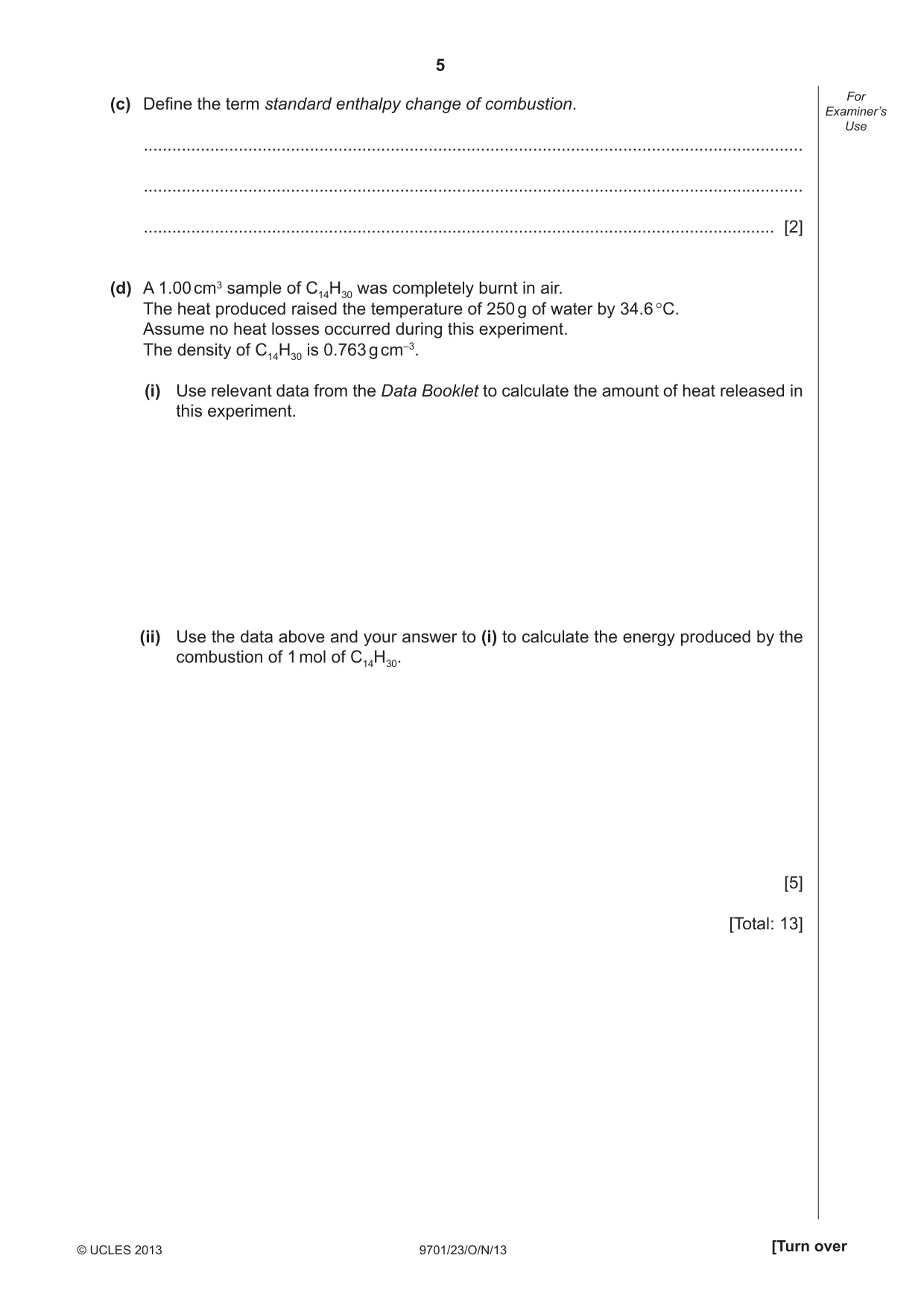 Cambridge A Level Chemistry 9701 2013 Oct/Nov Paper 2 · Variant 3 question paper, page 5 of 12