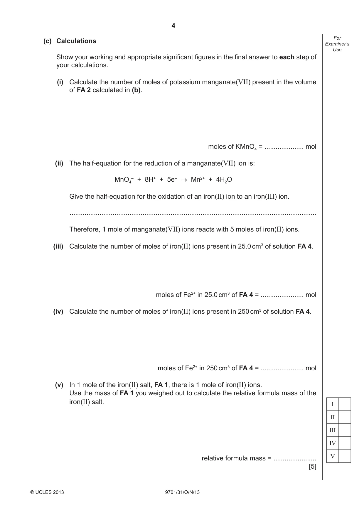 Cambridge A Level Chemistry 9701 2013 Oct/Nov Paper 3 · Variant 1 question paper, page 4 of 12