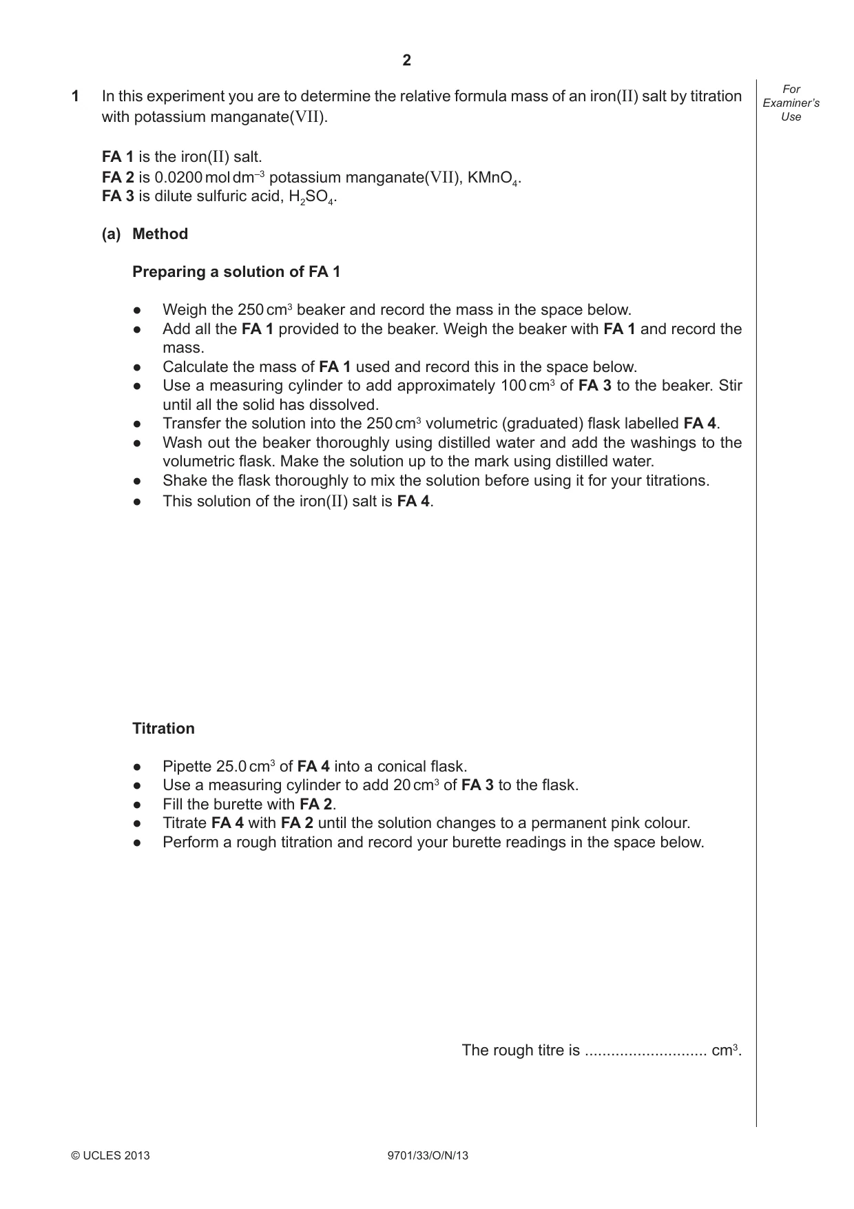 Cambridge A Level Chemistry 9701 2013 Oct/Nov Paper 3 · Variant 3 question paper, page 2 of 12