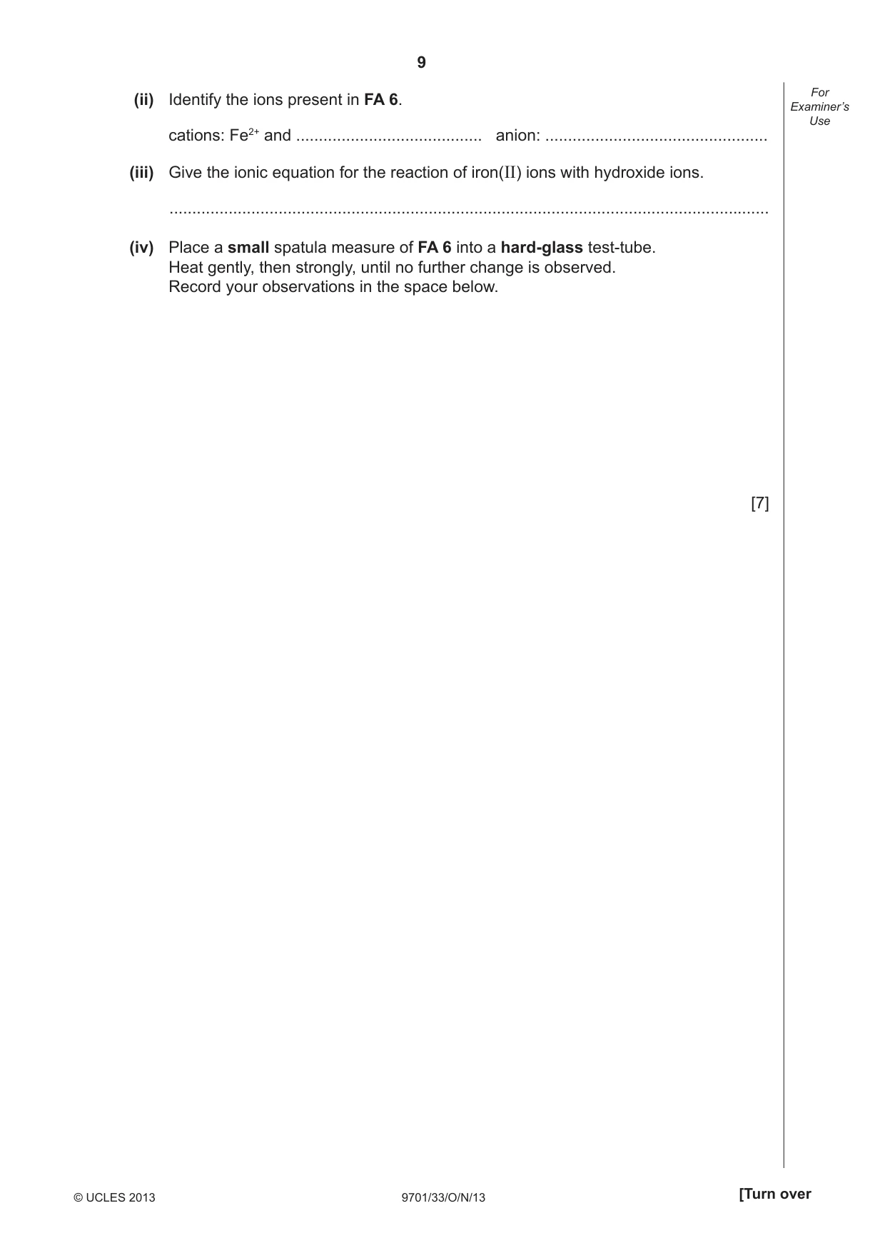 Cambridge A Level Chemistry 9701 2013 Oct/Nov Paper 3 · Variant 3 question paper, page 9 of 12