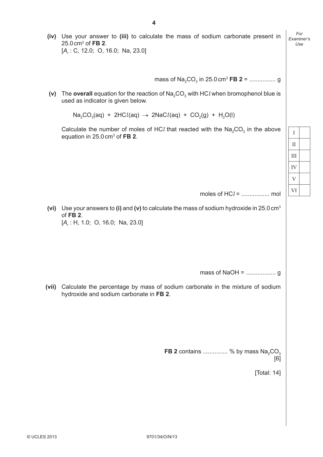 Cambridge A Level Chemistry 9701 2013 Oct/Nov Paper 3 · Variant 4 question paper, page 4 of 12