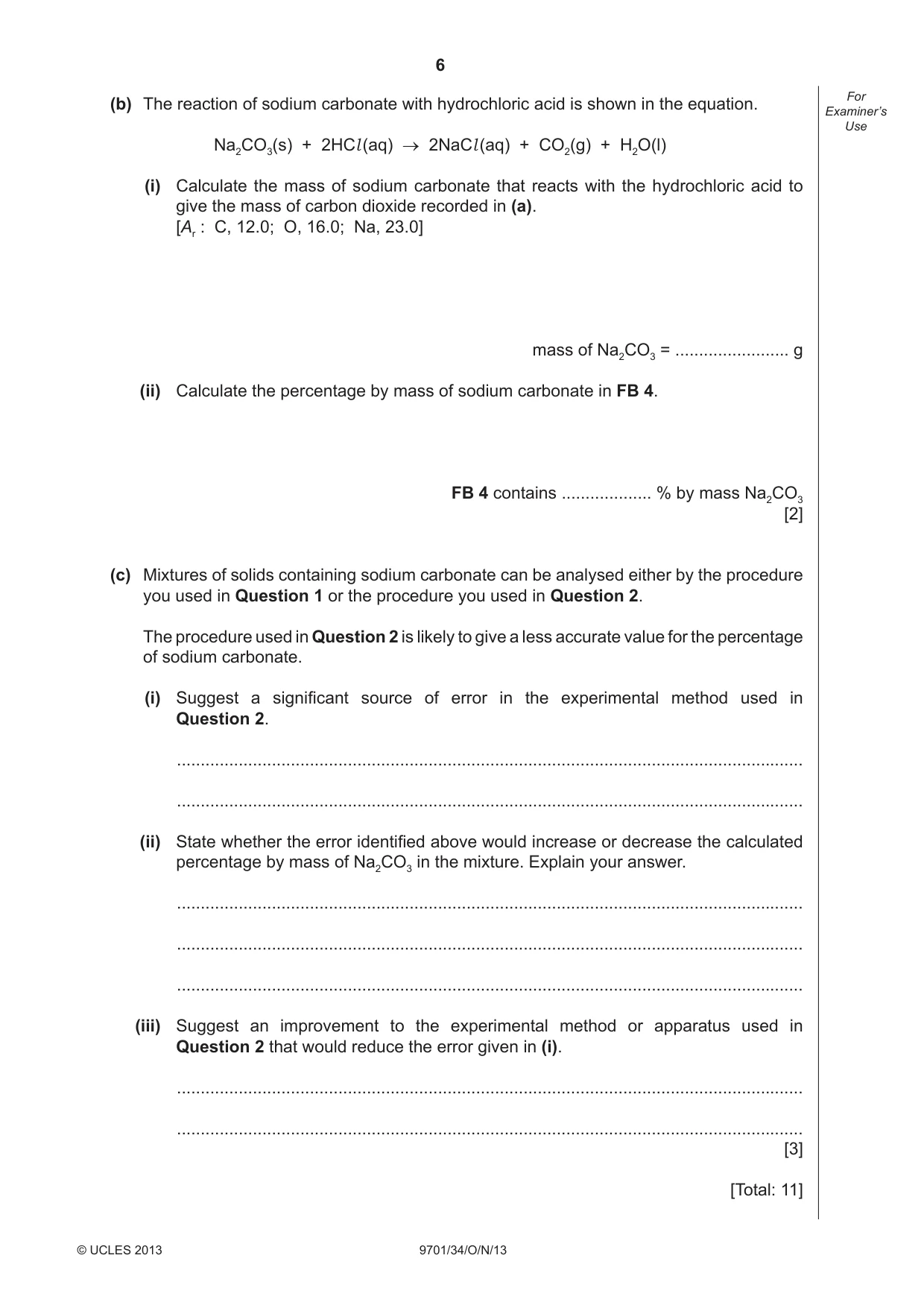 Cambridge A Level Chemistry 9701 2013 Oct/Nov Paper 3 · Variant 4 question paper, page 6 of 12