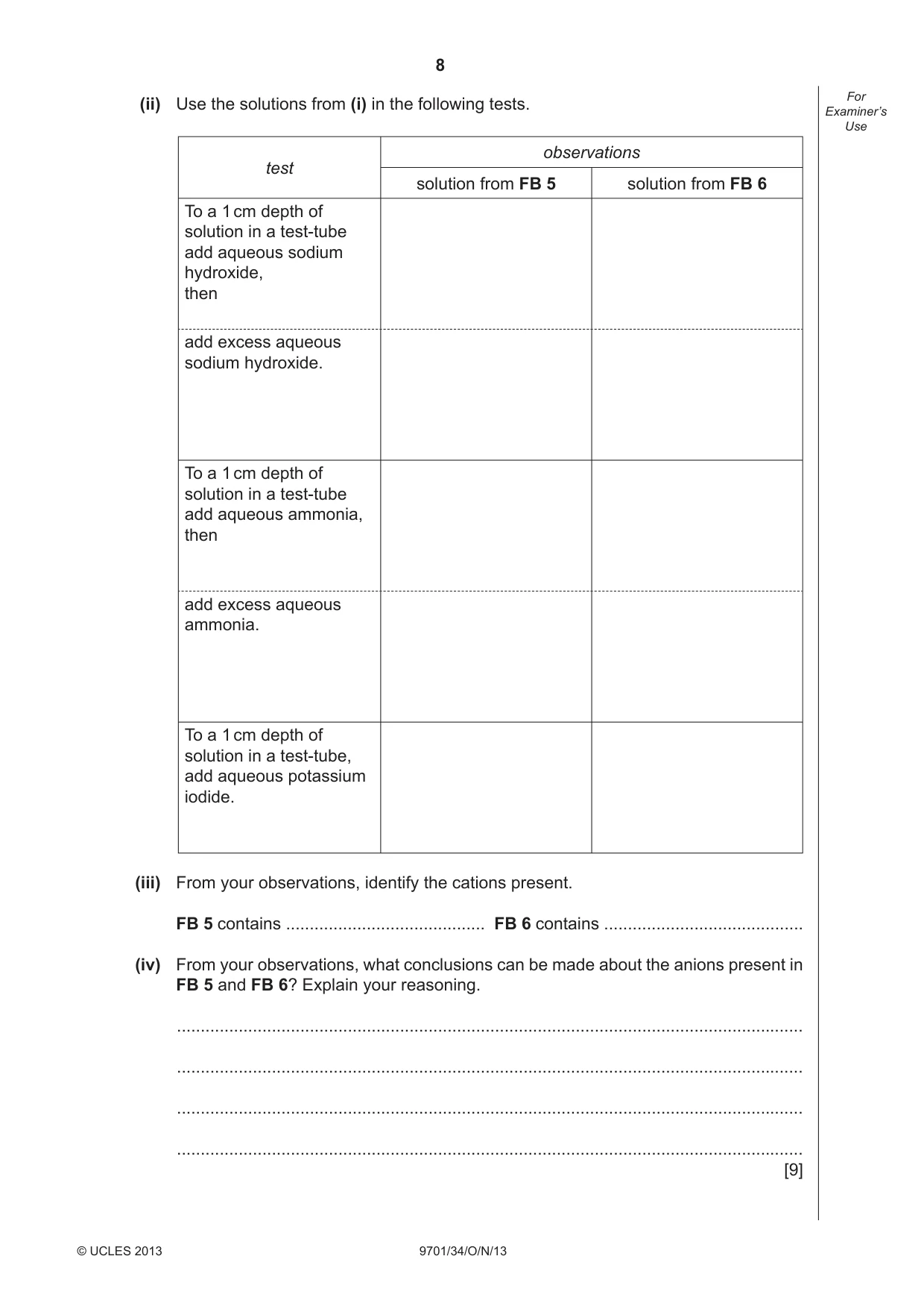 Cambridge A Level Chemistry 9701 2013 Oct/Nov Paper 3 · Variant 4 question paper, page 8 of 12