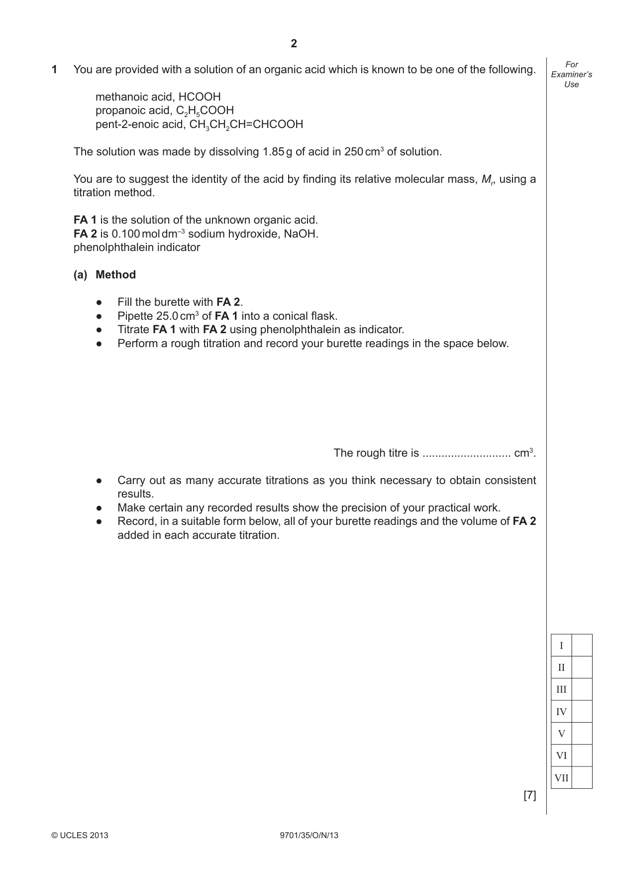 Cambridge A Level Chemistry 9701 2013 Oct/Nov Paper 3 · Variant 5 question paper, page 2 of 12