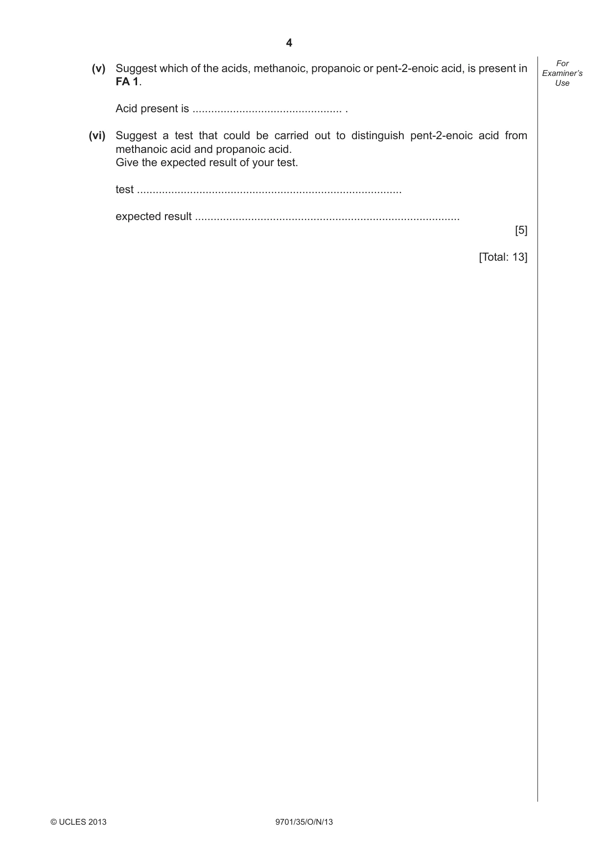 Cambridge A Level Chemistry 9701 2013 Oct/Nov Paper 3 · Variant 5 question paper, page 4 of 12