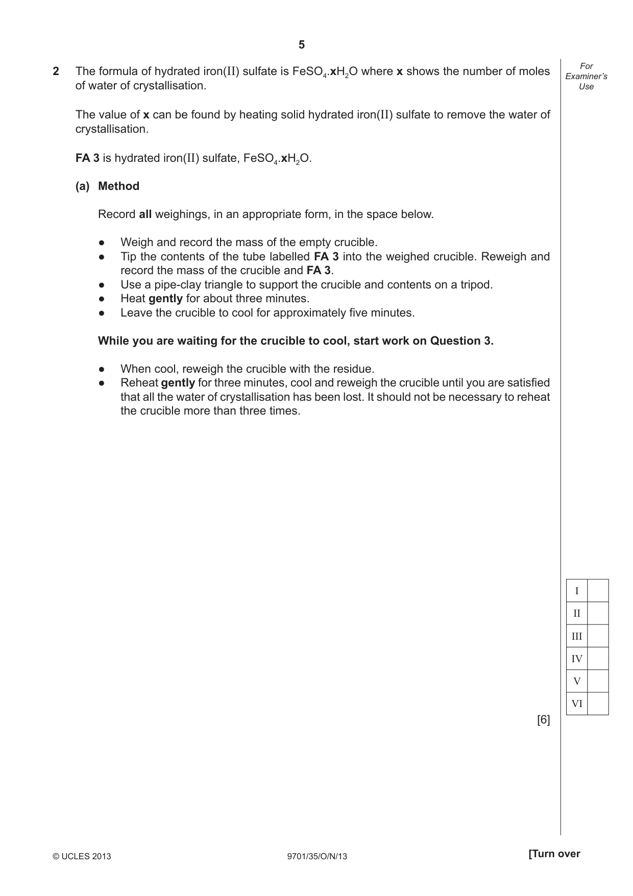 Cambridge A Level Chemistry 9701 2013 Oct/Nov Paper 3 · Variant 5 question paper, page 5 of 12