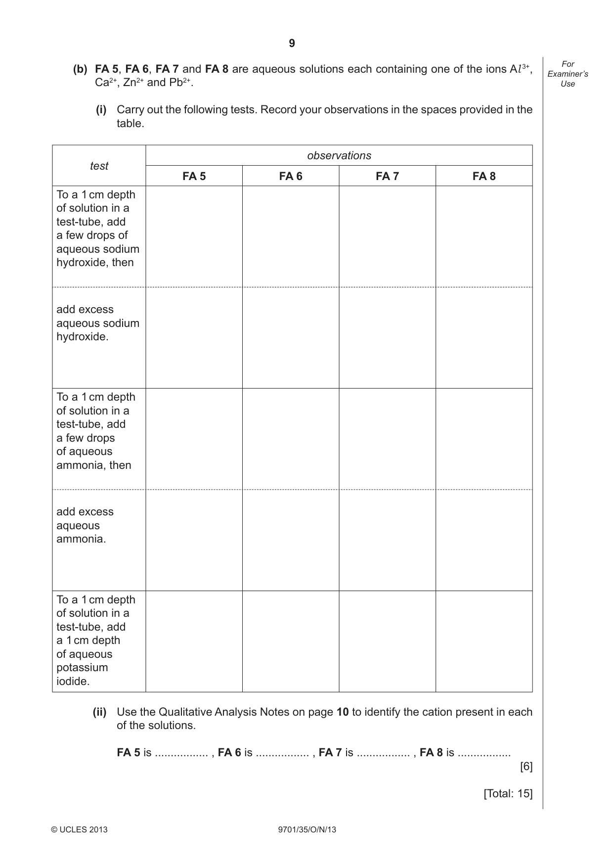 Cambridge A Level Chemistry 9701 2013 Oct/Nov Paper 3 · Variant 5 question paper, page 9 of 12