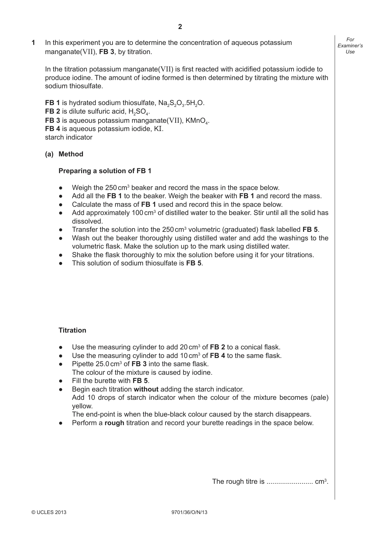 Cambridge A Level Chemistry 9701 2013 Oct/Nov Paper 3 · Variant 6 question paper, page 2 of 12