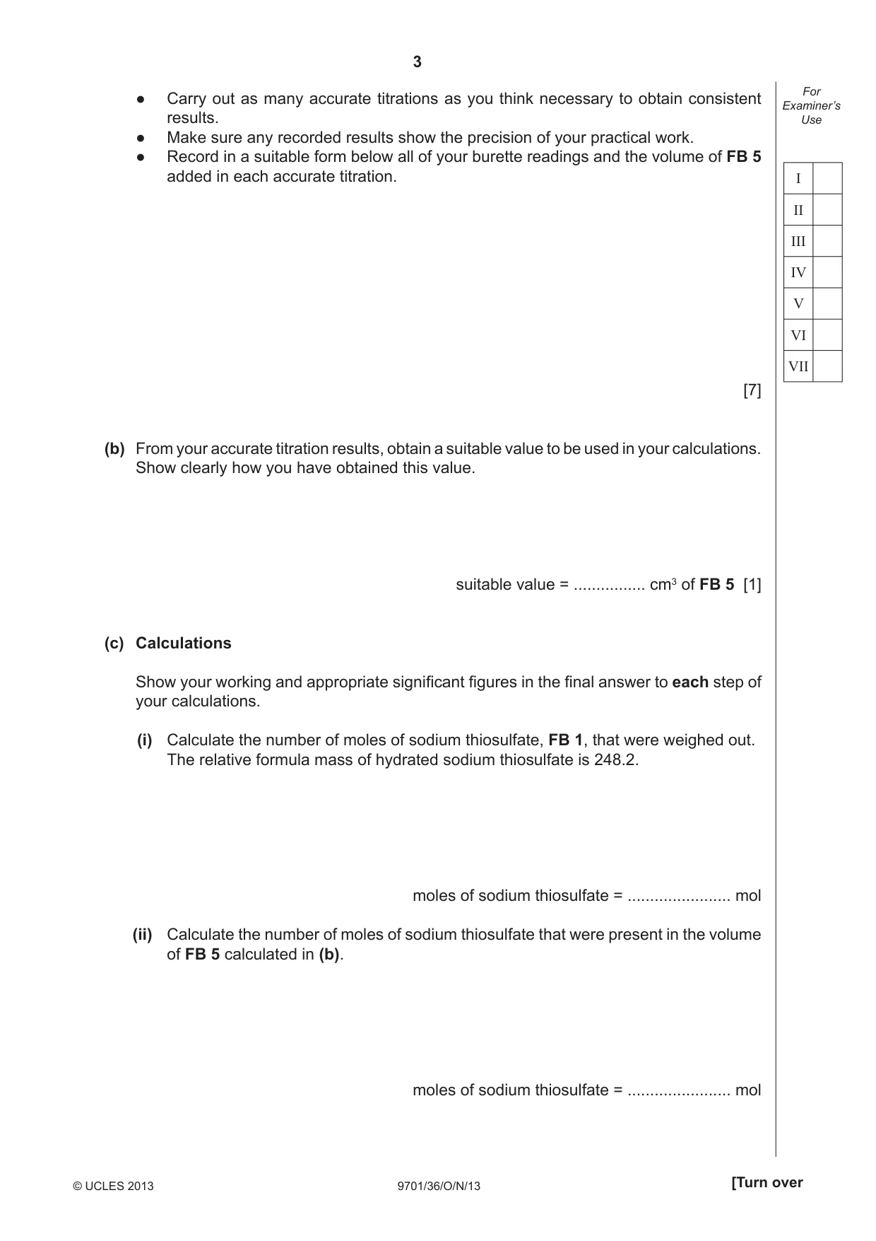 Cambridge A Level Chemistry 9701 2013 Oct/Nov Paper 3 · Variant 6 question paper, page 3 of 12