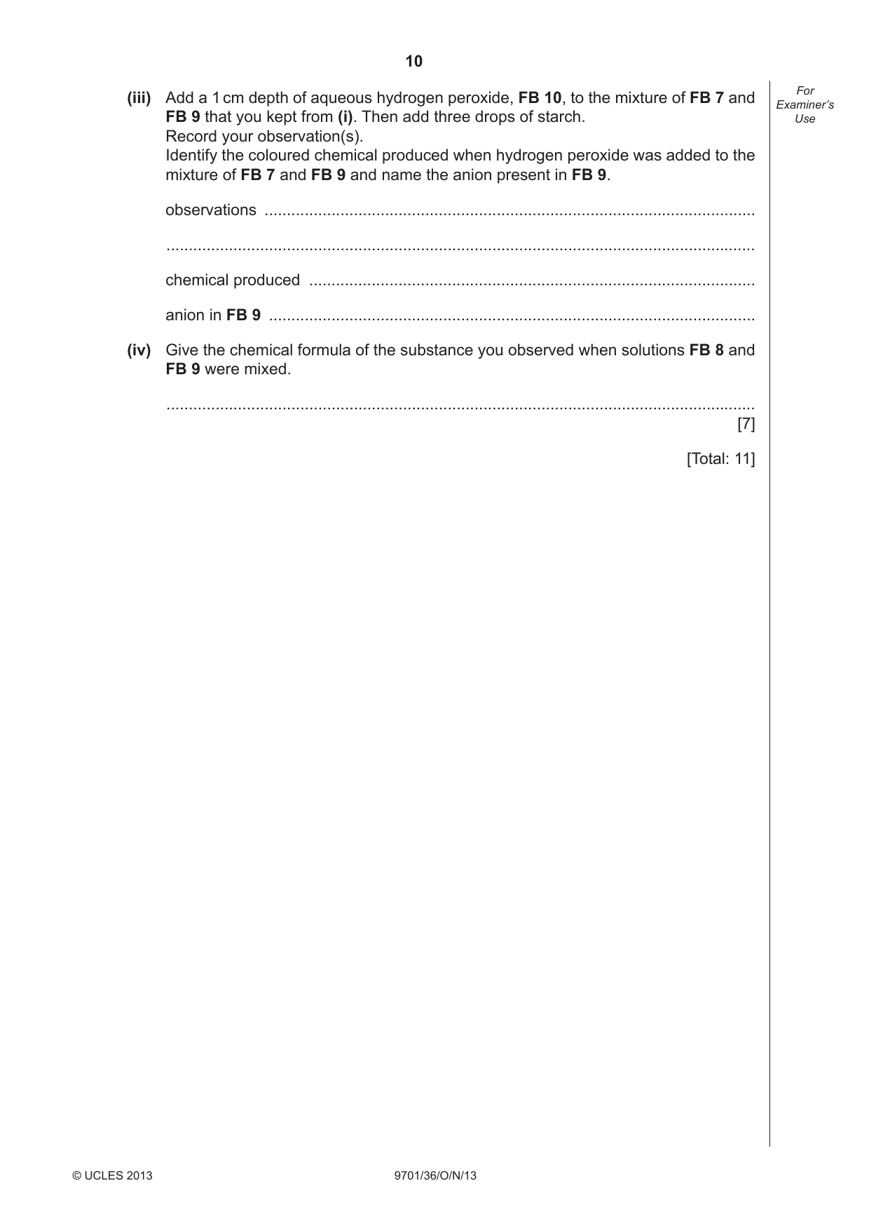 Cambridge A Level Chemistry 9701 2013 Oct/Nov Paper 3 · Variant 6 question paper, page 10 of 12