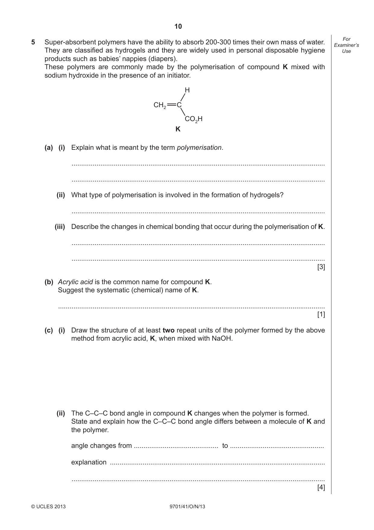 Cambridge A Level Chemistry 9701 2013 Oct/Nov Paper 4 · Variant 1 question paper, page 10 of 20