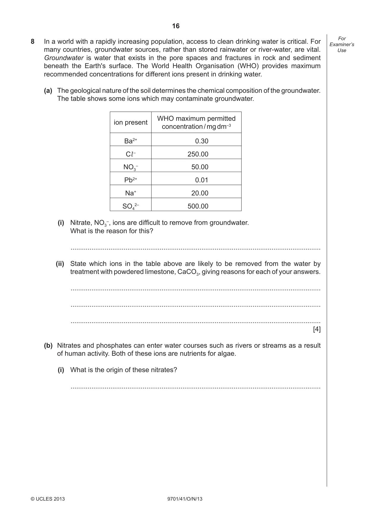 Cambridge A Level Chemistry 9701 2013 Oct/Nov Paper 4 · Variant 1 question paper, page 16 of 20