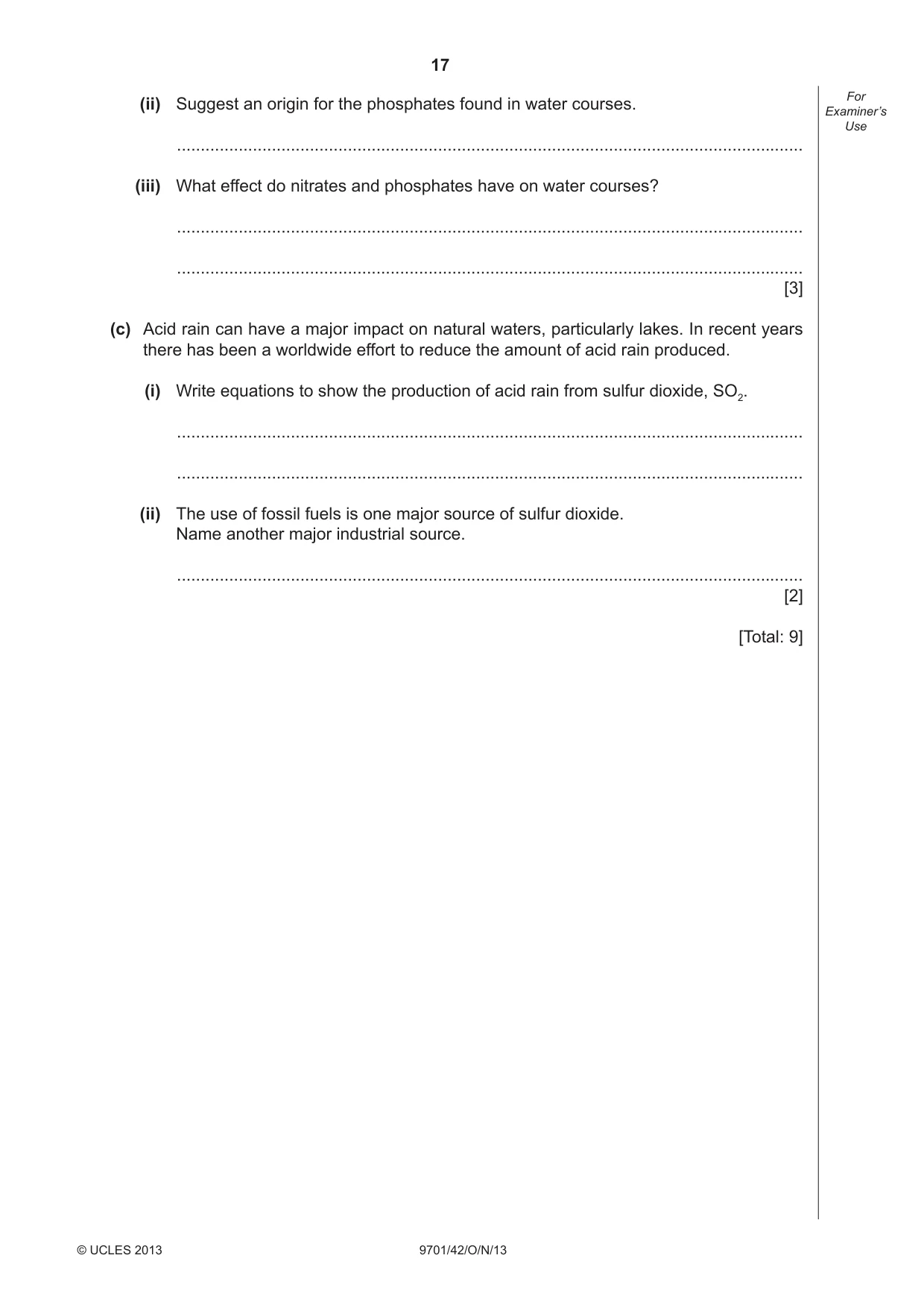 Cambridge A Level Chemistry 9701 2013 Oct/Nov Paper 4 · Variant 2 question paper, page 17 of 20