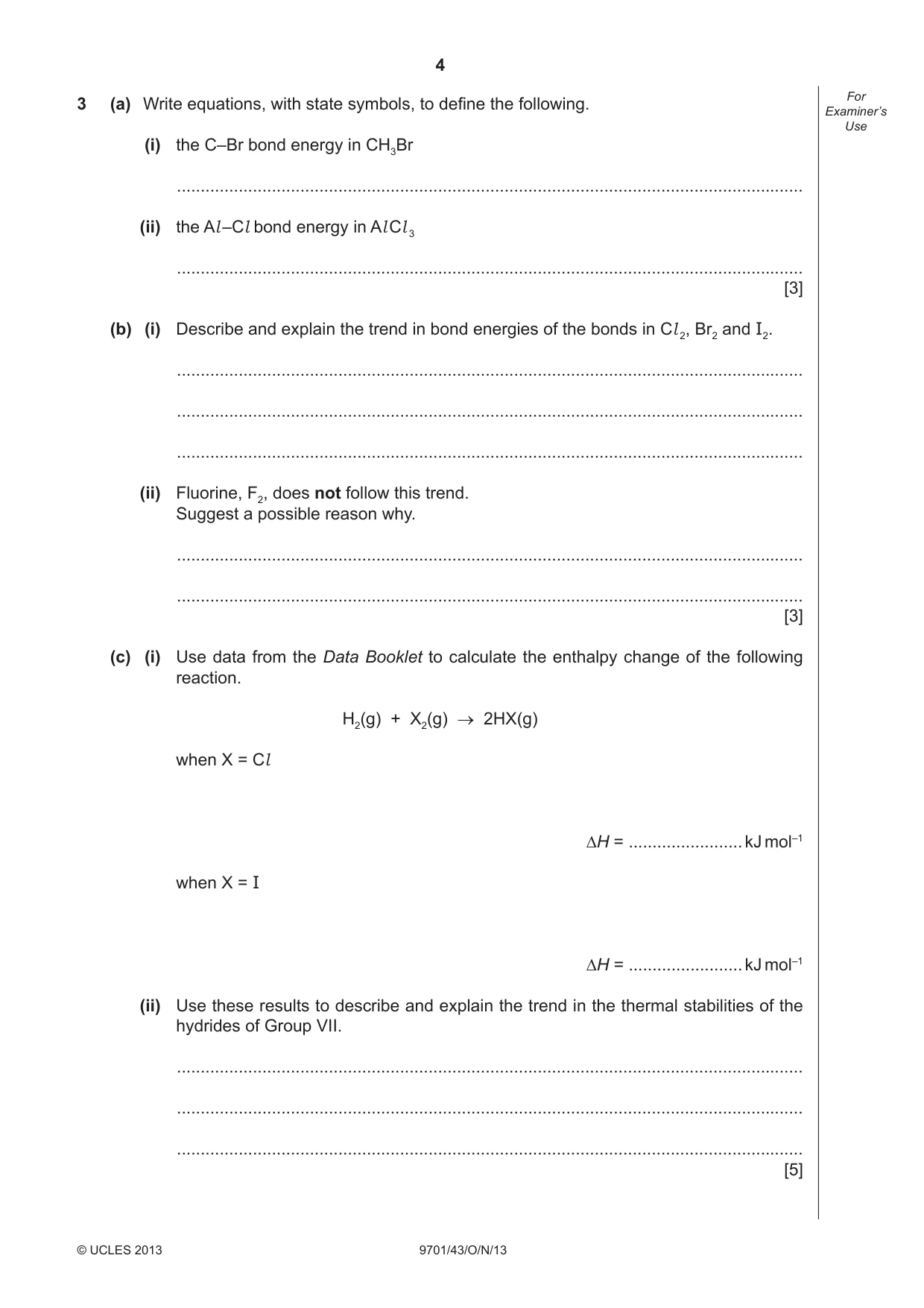 Cambridge A Level Chemistry 9701 2013 Oct/Nov Paper 4 · Variant 3 question paper, page 4 of 20
